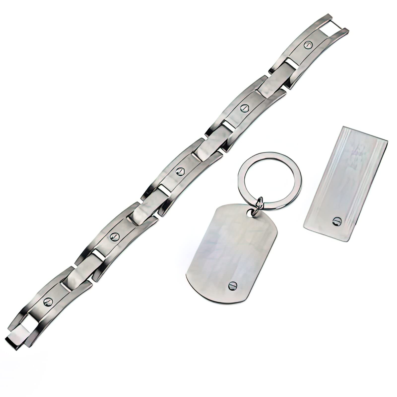 FindingKing Stainless Steel Money Clip Keychain Set with Bracelet - Durable Metal Wallet Accessories for Men, Perfect for Gifts, Travel & Everyday Carry