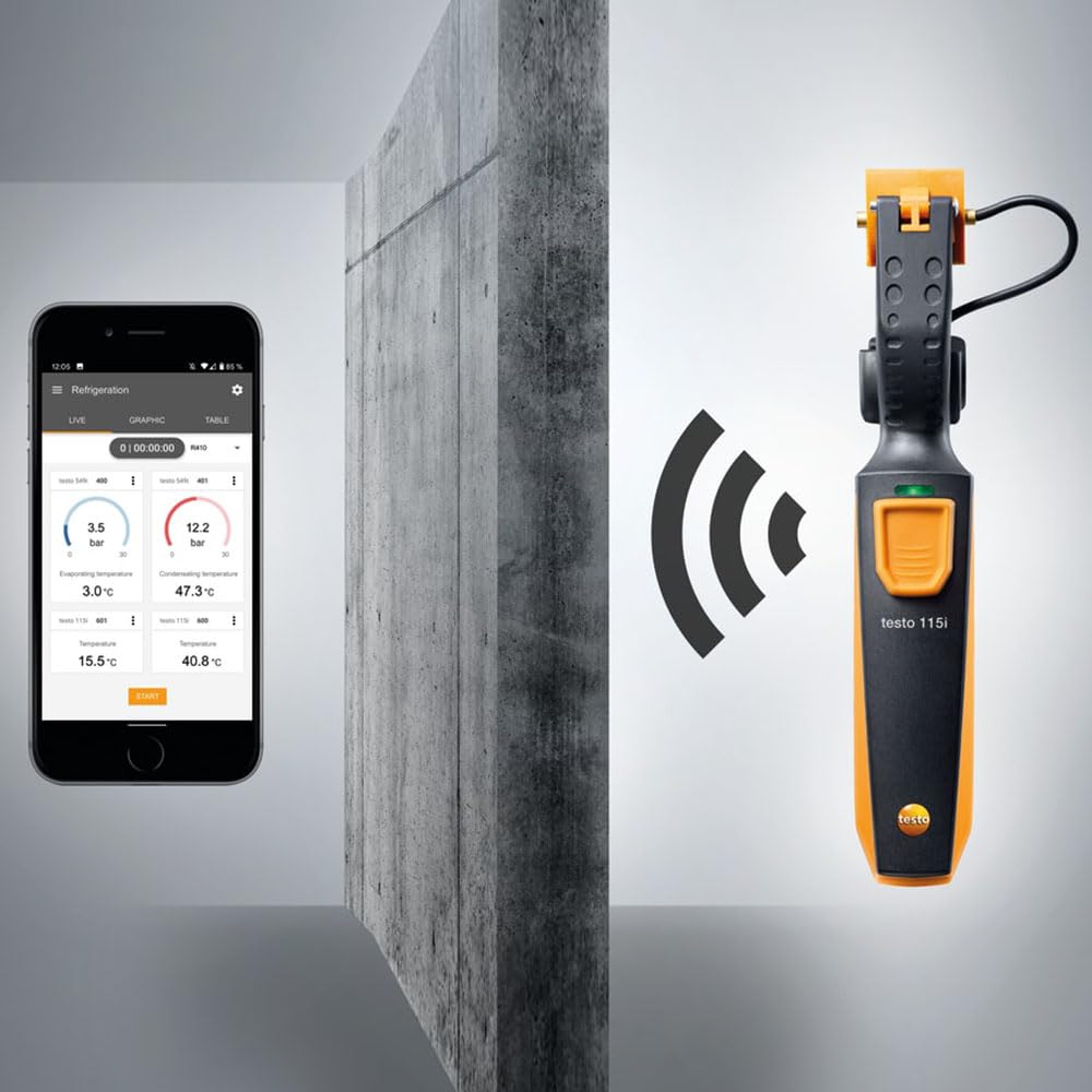 Smart Wireless Mini Pipe Clamp Thermometer - Bluetooth HVAC Temperature Sensor for Heating/Cooling Systems - In-Tube Measurement with Mobile App - Perfect for Home, Industrial & HVAC Maintenance