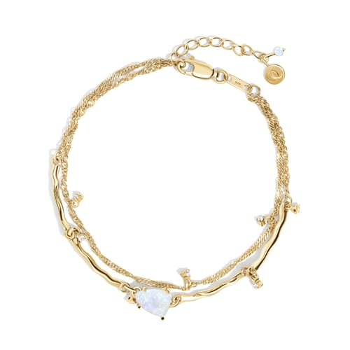 Yellow Gold Moonstone Bracelet - Flow