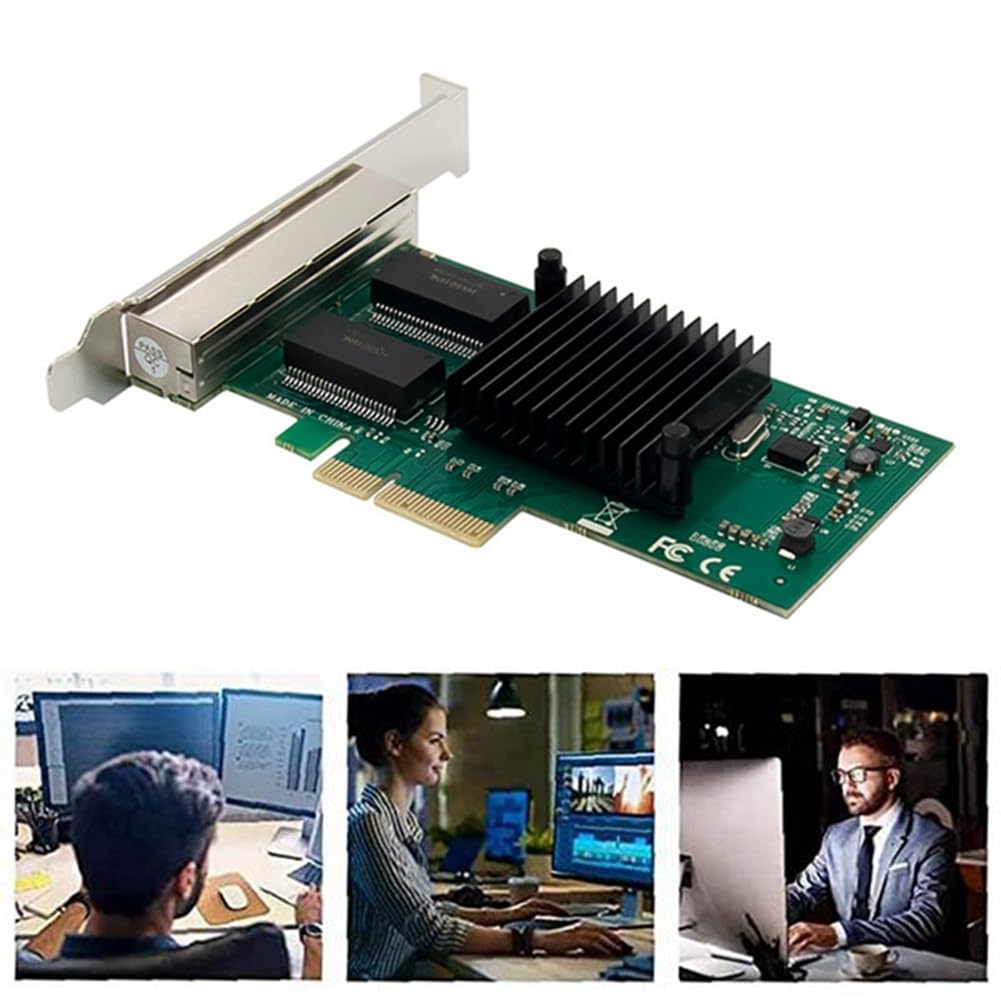 CYBUCH PCI-E Gigabit Network Card - I350-T4 Server Adapter with 4 RJ45 Ports for High-Speed Networking | Ideal for Gaming PCs, Workstations & Data Centers