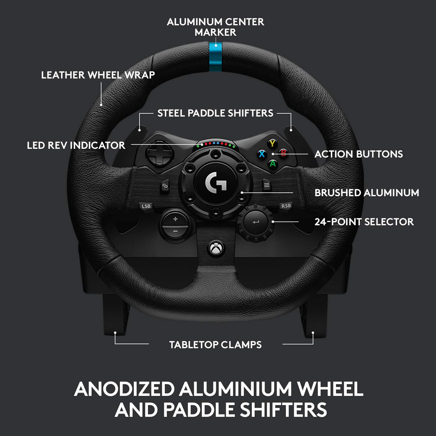 Logitech G923 Racing Wheel & Pedals for Xbox Series X|S, Xbox One & PC - Certified Refurbished | Perfect for Sim Racing, Gaming & Drifting Enthusiasts