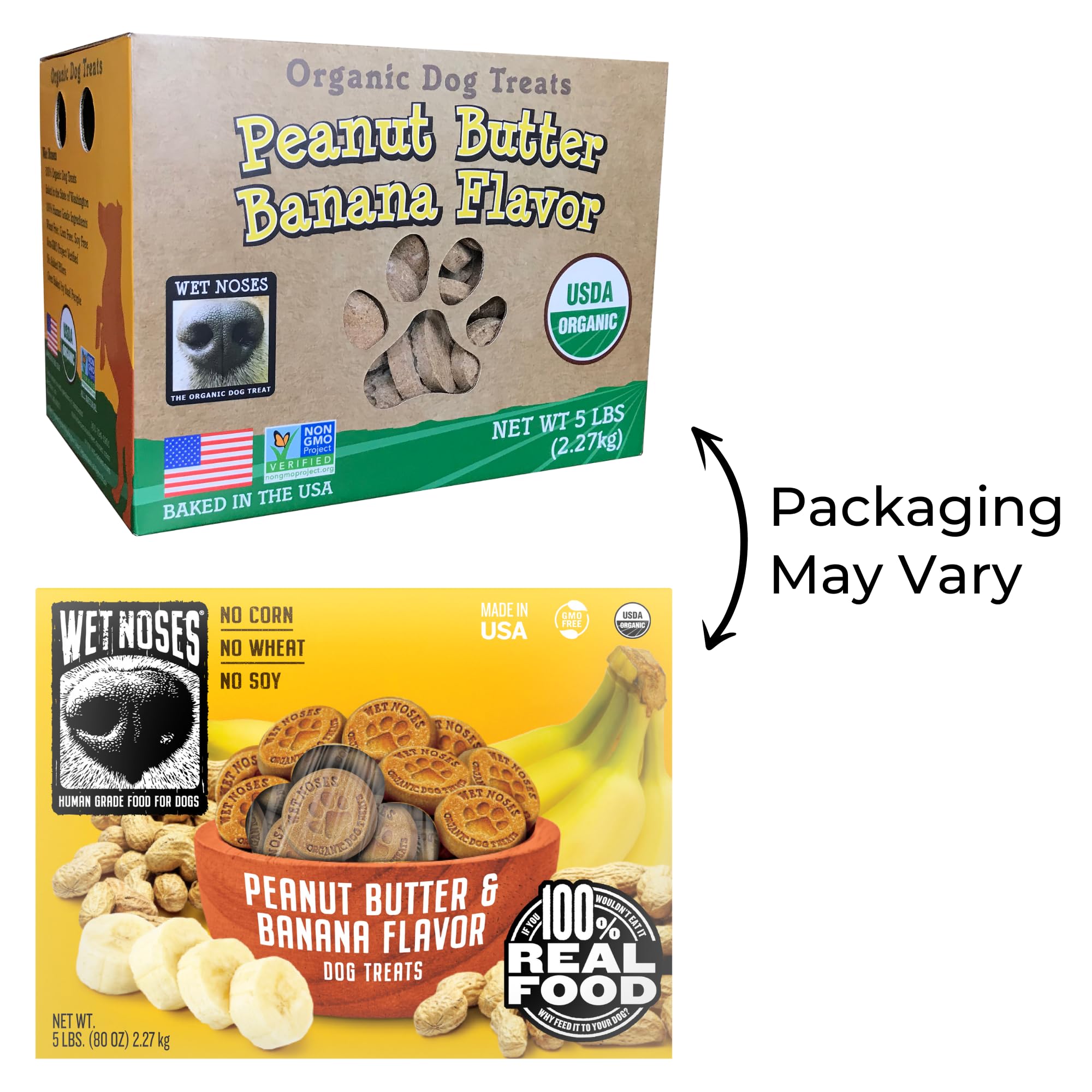 Premium Organic Crunchy Dog Treats - All-Natural Puppy & Senior Dog Snacks - Grain-Free Peanut Butter & Banana Flavor - 100% Human-Grade Ingredients - Suitable for All Dog Sizes & Breeds (5 Lb) - Perfect for Training Rewards, Dental Health & Everyday Treats