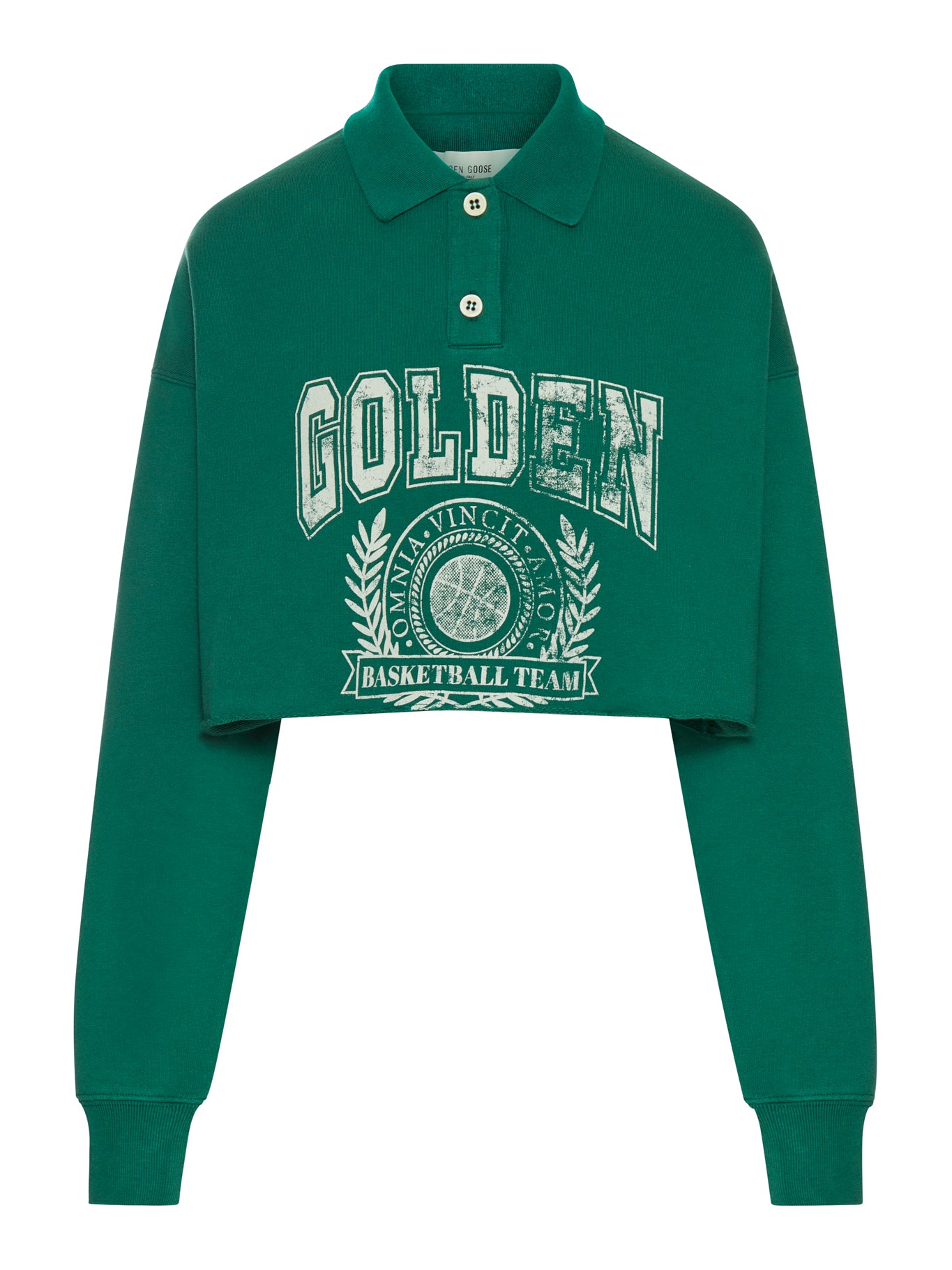 Cropped Polo Sweatshirt with Embroidered Logo - Women's Casual Pullover for Streetwear & Lounge Wear