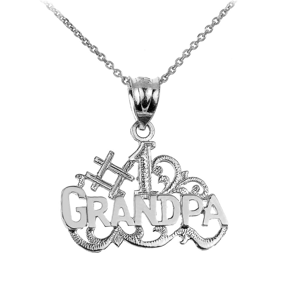 925 Sterling Silver Grandfather Charm Pendant Necklace - #1 Grandpa Gift for Birthday, Father's Day & Family Occasions