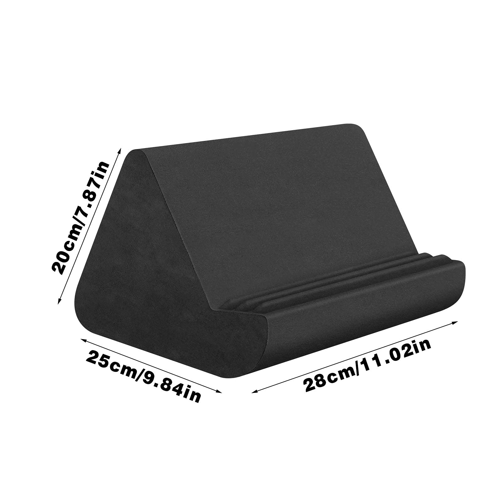 Adjustable Tablet Stand Pillow with Pocket - 3 Viewing Angles, Soft Cushion Holder for iPad, Tablet, eReader, Smartphone, Book & Magazine - Perfect for Bed, Sofa & Travel (Black)