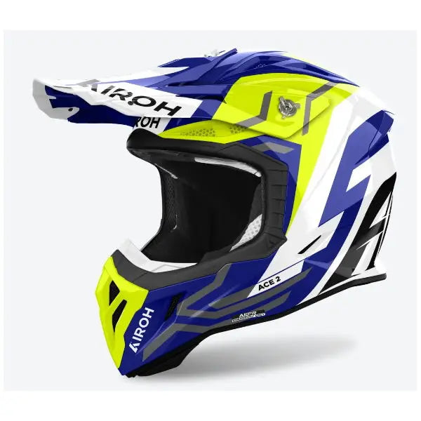 Airoh Aviator Ace 2 Ground Gloss Yellow Motorcycle Helmet - Lightweight & DOT Certified for Street Riding & Urban Commuting
