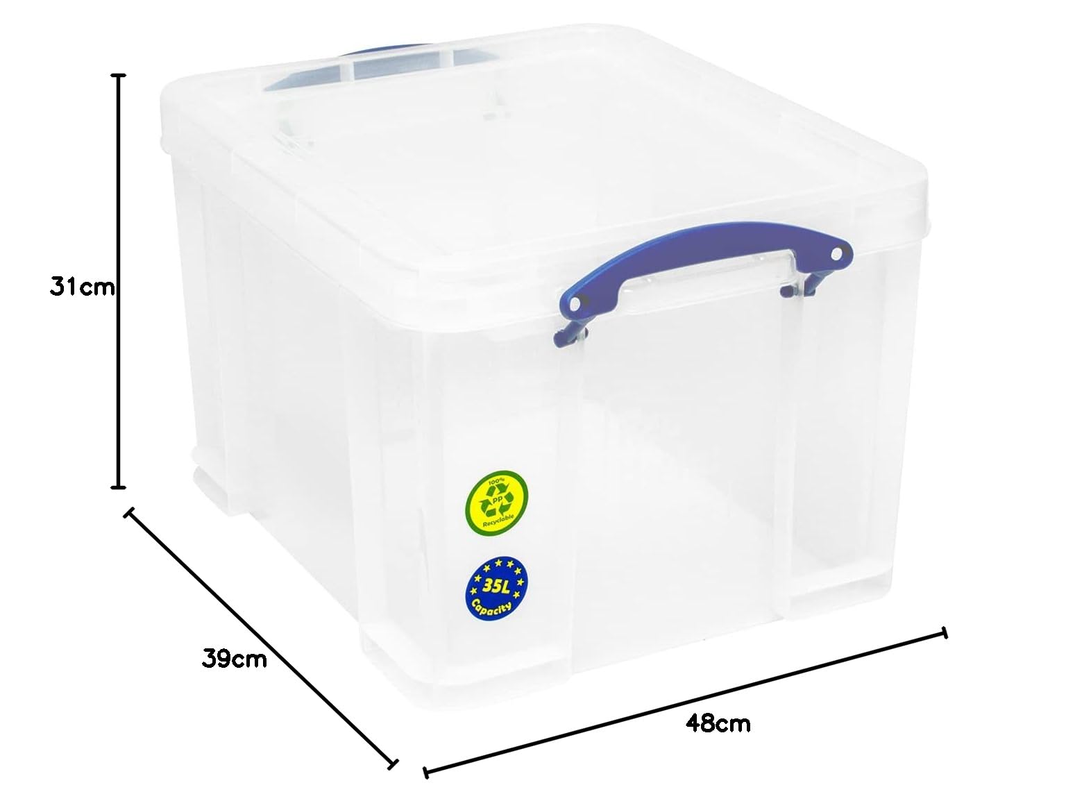 Really Useful Plastic Storage Box Bonus Pack - 3x35 Litre Clear Storage Containers for Home, Office & Organizing
