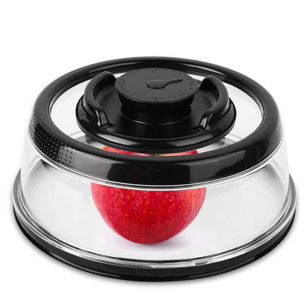 Universal Vacuum Airtight Food Sealer - Black Fresh Food Storage Container with Tight Lid for Plates & Platters | Keep Food Fresh for Meal Prep, Leftovers & Refrigeration