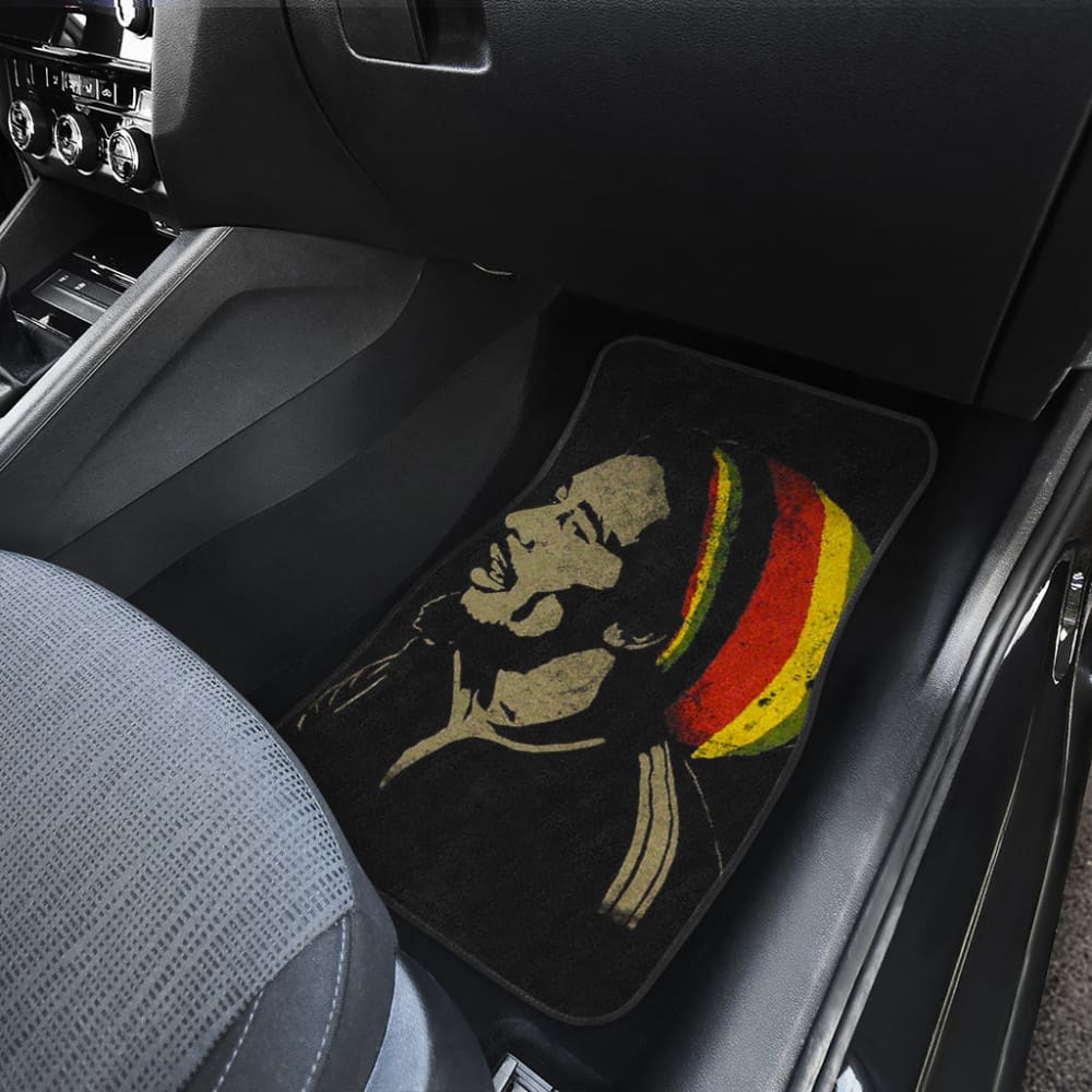 Bob Marley One Love Jamaica Reggae Car Floor Mats Custom 2-Piece Set - Perfect for Music Lovers & Reggae Fans - Great for Cars, Trucks & SUVs