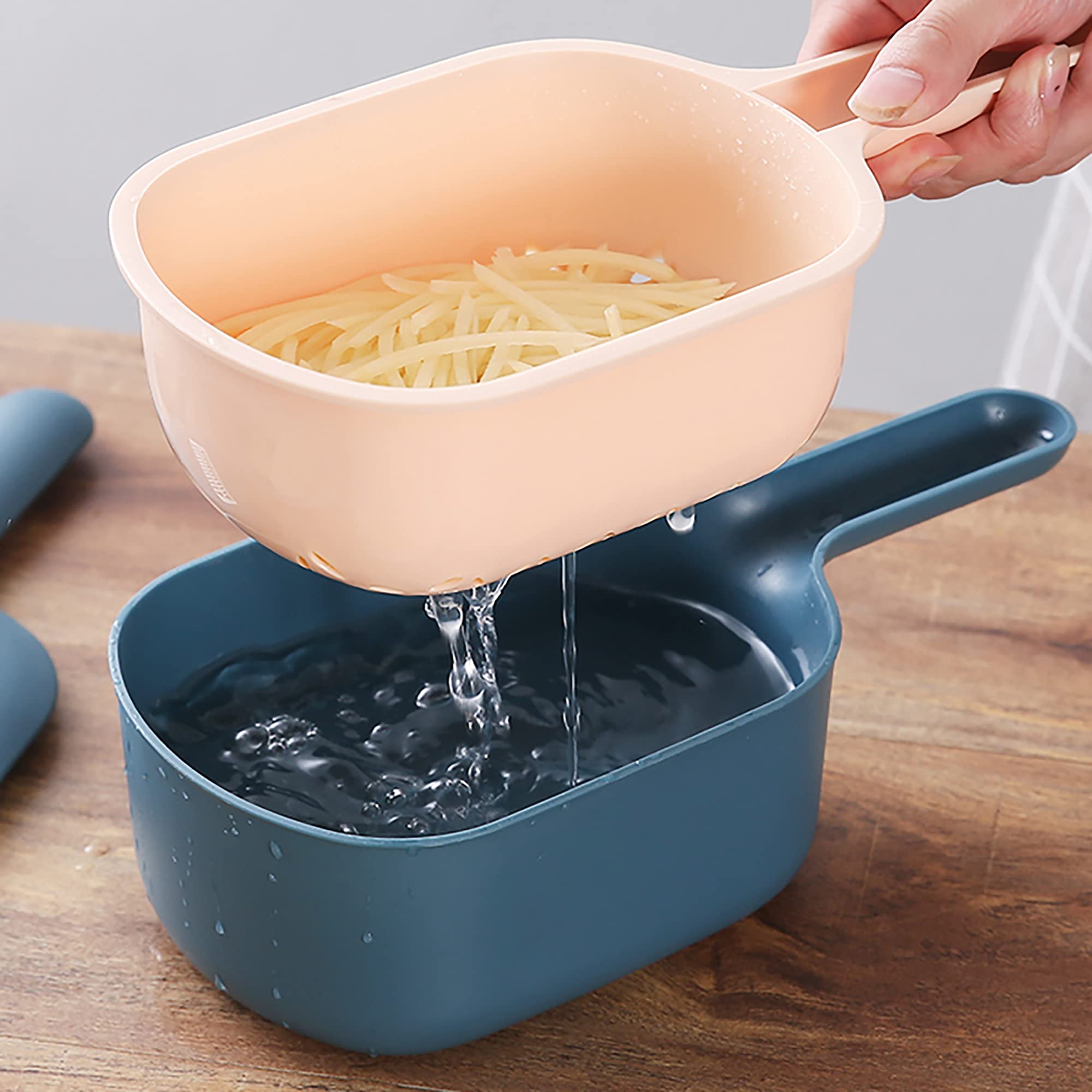 Anvirtue Multi-Functional Vegetable Chopper - Onion Slicer, Dicer & Grater for Kitchen - Perfect for Salads & Meal Prep (Grey Blue)
