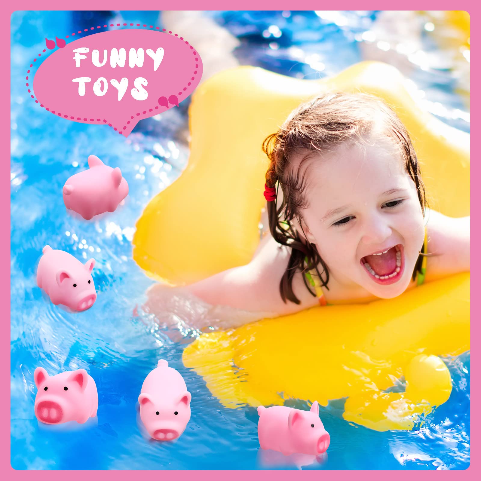 100 Pcs Mini Rubber Pig Bath Toys - Pink Piggy Float Squeak Toys for Baby Shower, Halloween, Christmas Party, Birthday Gift, 2.25 x 1.5 x 1.5 Inches - Perfect for Bathtub Fun, Pool Parties, and Kids' Sensory Play