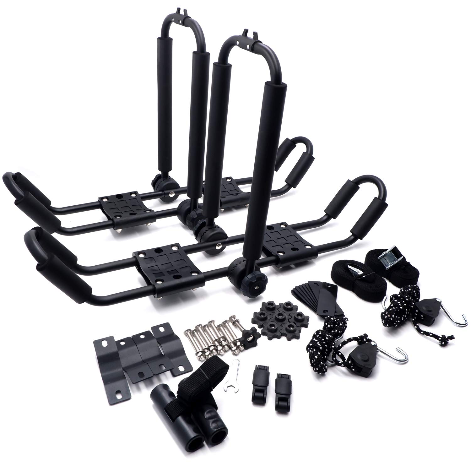 Universal 3-in-1 J-Shape Foldable Kayak Carrier for Car & SUV Roof Rack - Black - Fits Canoe, SUP & Kayaks | Perfect for Outdoor Water Sports & Adventure Travel