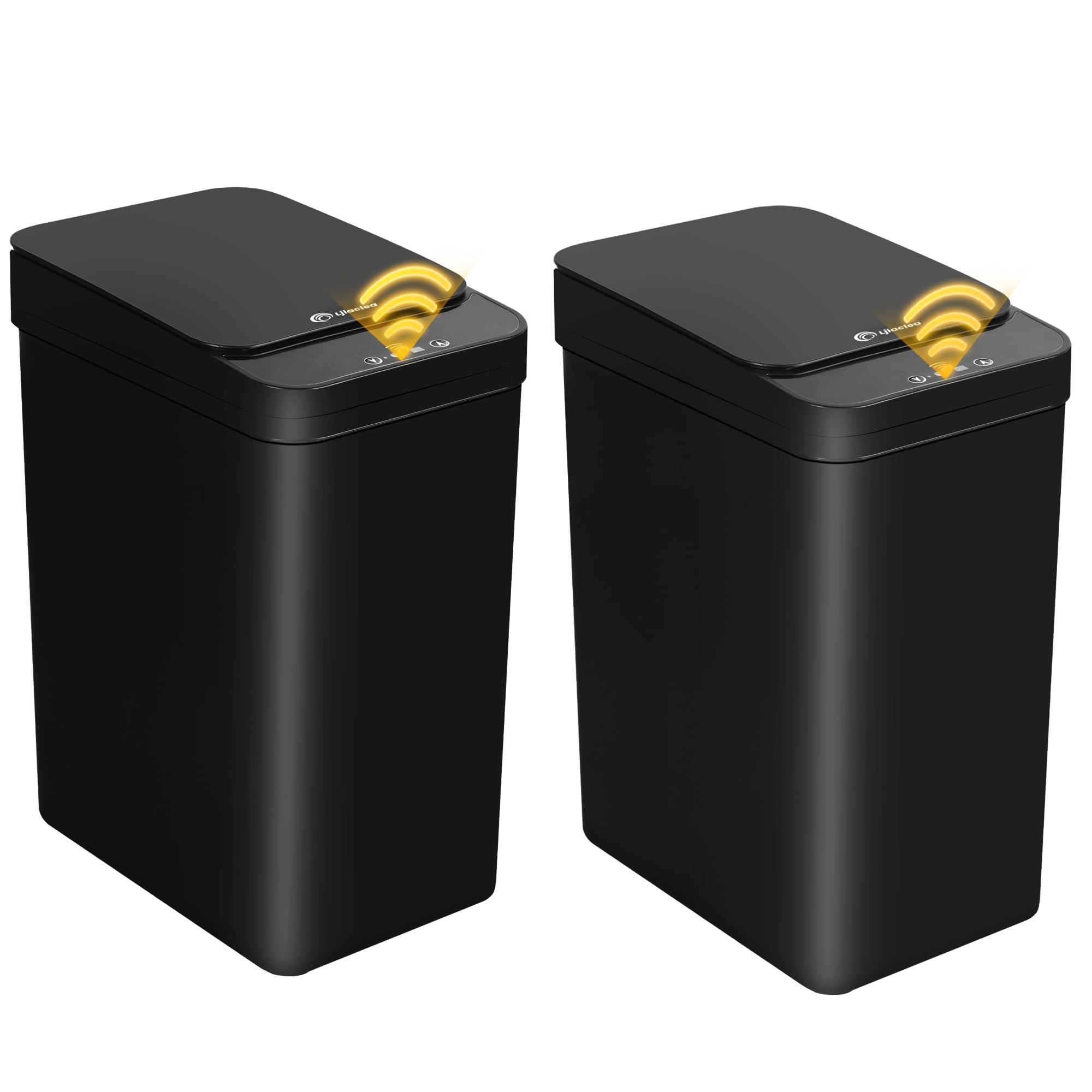 2 Pack Automatic Motion Sensor Trash Can - 2.6 Gallon Touchless Bathroom & Kitchen Garbage Bin with Hanging Design, Narrow Small Rubbish Can for Toilet, Bedroom, RV (Black, Battery Powered) - Perfect for Hands-Free Waste Disposal in Tight Spaces