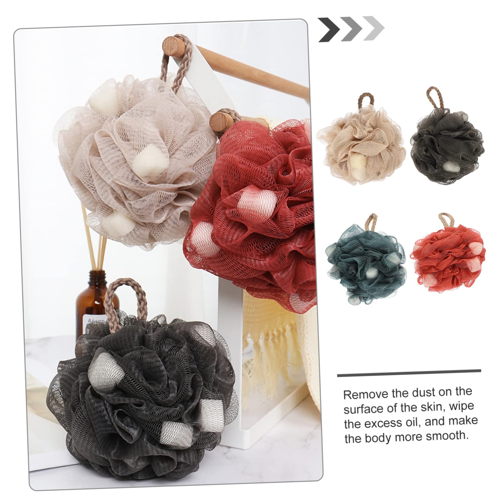 4-Pack Bath Sponges for Shower & Body Scrub - Soft Loofah Mesh Scrubbers for Exfoliating & Cleansing - Portable Bathroom Cleaning Accessories for Skin Care & Dish Washing - Perfect for Spa, Home & Travel Use