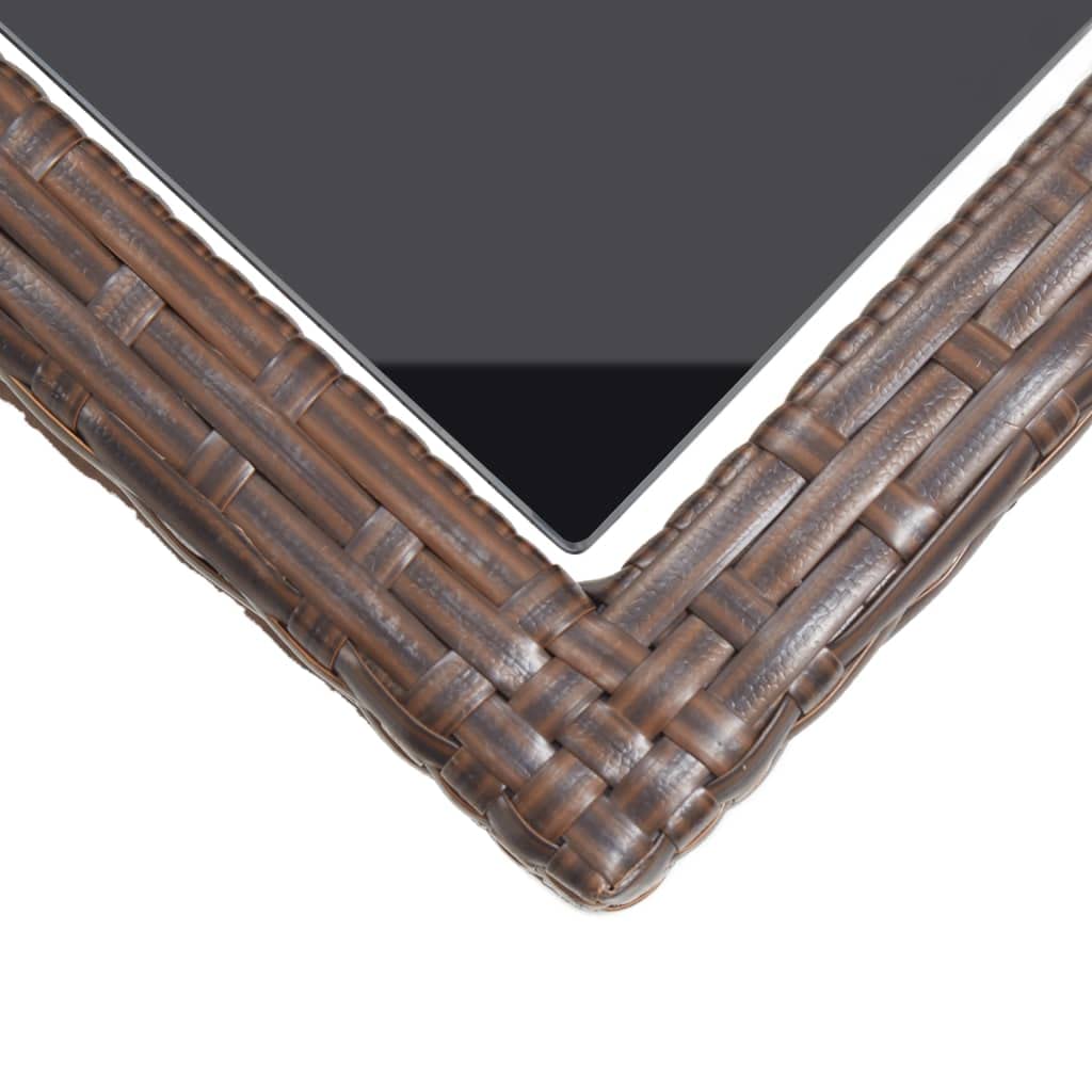 Brown Rattan Square Coffee Table with Glass Top - 43.3