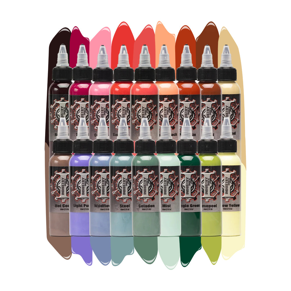 18-Color Professional Tattoo Ink Set - High-Quality Industry Inks for Artists - Choose Your Size - Perfect for Tattoo Studios & Professional Artists