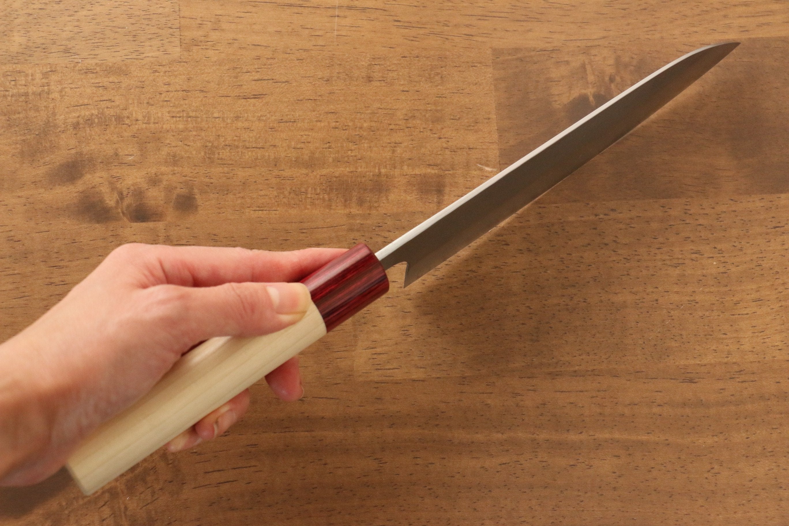 Masakage Yuki White Steel No.2 Nashiji Santoku Knife 165mm with Magnolia Handle - Japanese Chef Knife for Slicing, Dicing & Chopping Vegetables, Meat & Fish