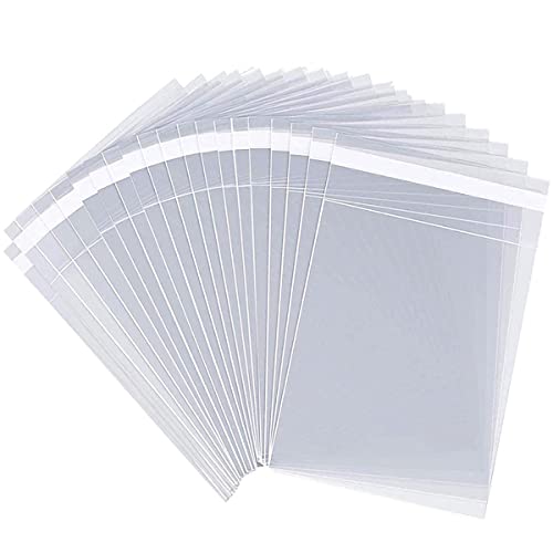 LEOSINDA 100pcs 3x5 Inch Clear Resealable Cellophane Bags - Self Sealing Plastic Treat Bags for Cookies, Candy, Snacks, Small Business Packaging (1.3 Mil Thick) - Perfect for Bakery, Party Favors, Gift Wrapping & Retail Display