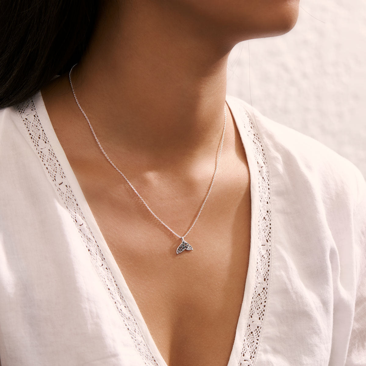 Dainty Mandala Dolphin Tail Necklace - Elegant Boho Pendant for Women, Sterling Silver Jewelry Gift for Her | Perfect for Beach Vacations, Yoga & Spiritual Healing