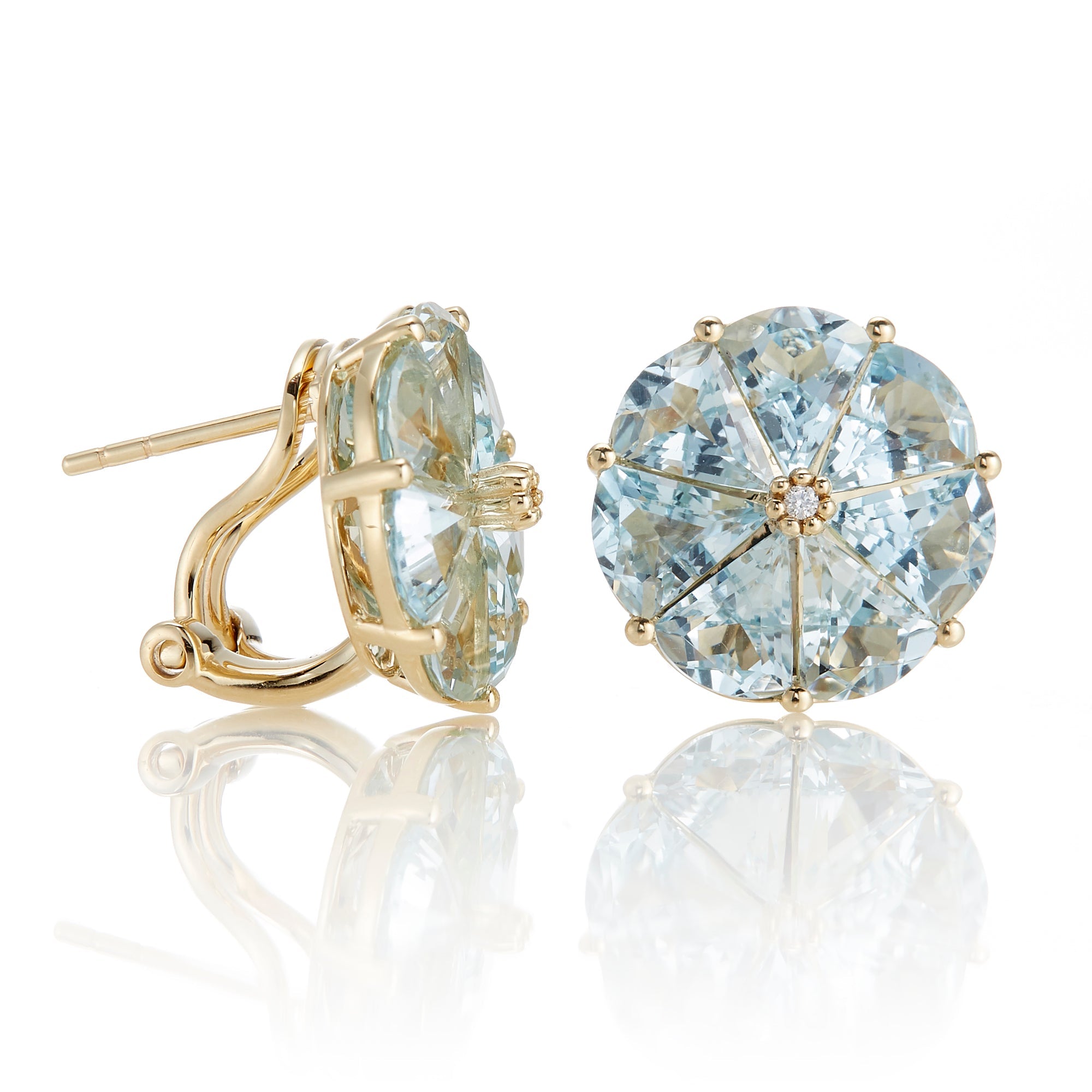 Aquamarine and Diamond Pinwheel Earrings for Women – Elegant Dangle Earrings for Parties, Weddings & Special Occasions
