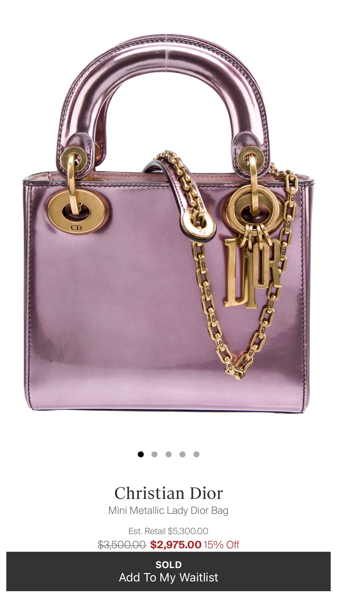 Dior Mini Metallic Lady Dior Bag - Luxury Crossbody Purse for Women | Perfect for Evening Parties, Weddings & Special Occasions