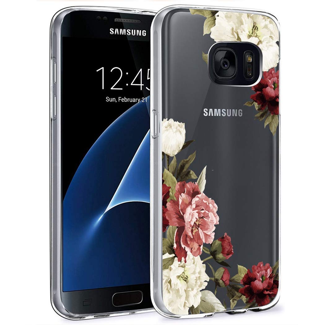 Samsung Galaxy S7 Case - Clear Soft TPU Shockproof Protective Phone Cover with Blossom Flower Design for Women & Girls | Perfect for Everyday Use, Work, and Travel