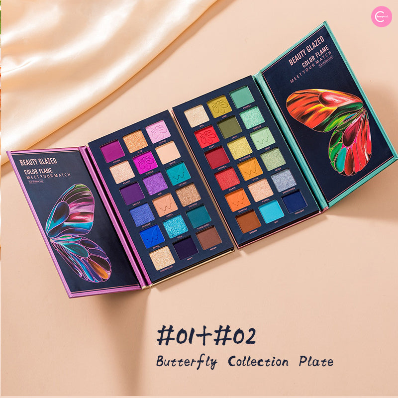 BEAUTY GLAZED 18-Color Butterfly Eyeshadow Palette - Highly Pigmented, Long Lasting Makeup for Party, Wedding & Daily Use