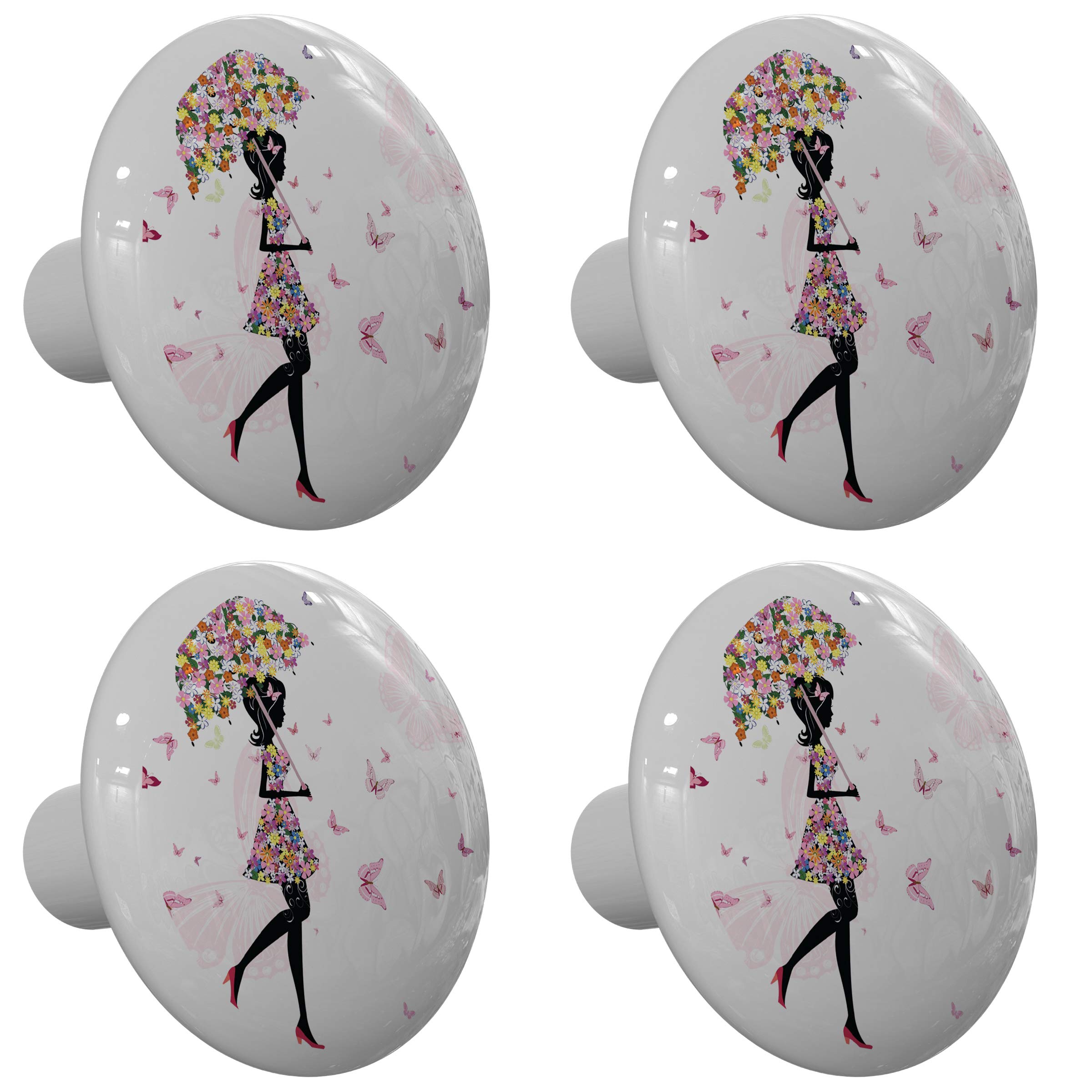 Set of 4 Raining Butterflies Drawer Knobs - Vintage Butterfly Cabinet Pulls for Dresser, Wardrobe & Furniture - Unique Home Decor for Bedroom, Bathroom & Kitchen