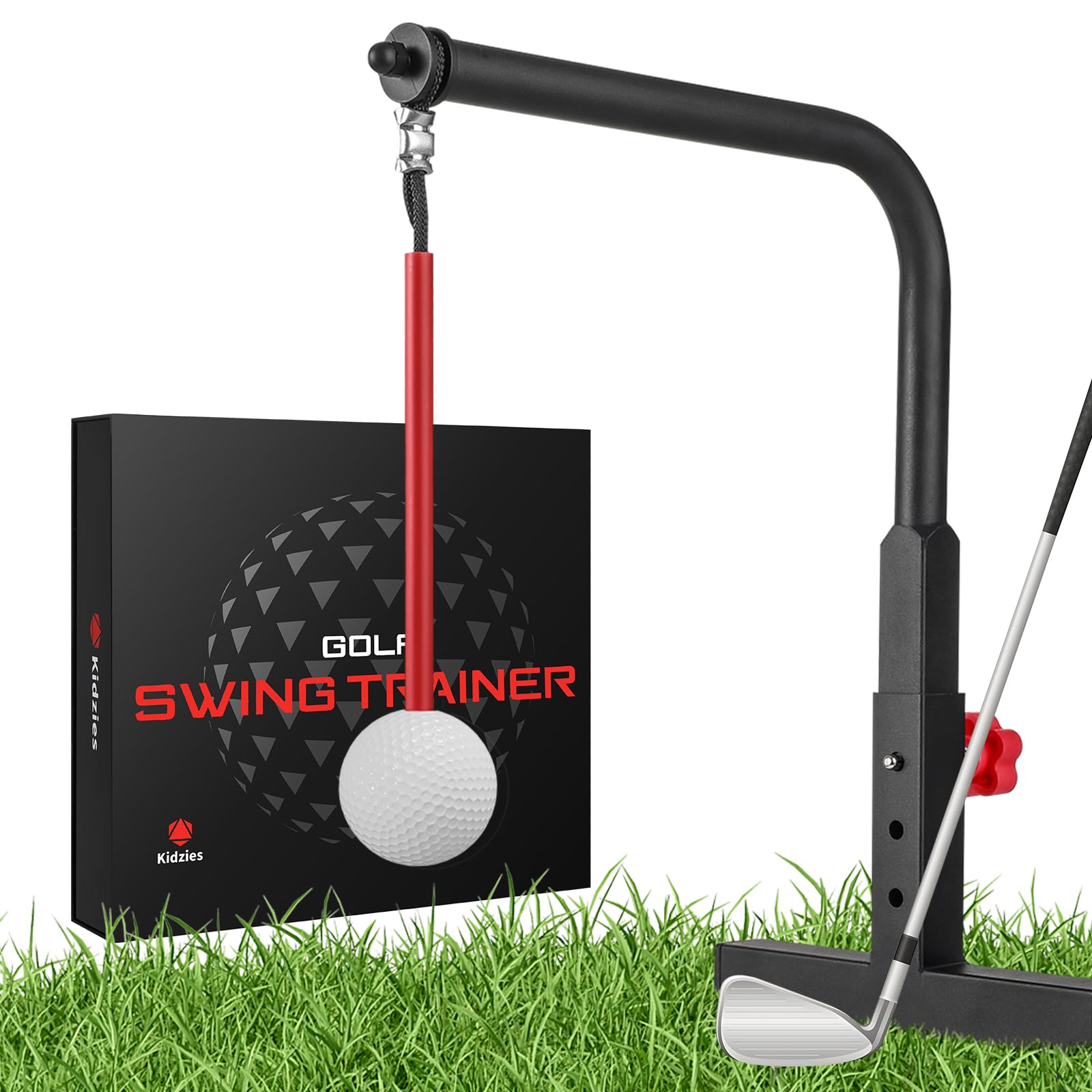 Durable Golf Swing Trainer with Replacement Ball & Height Adjustment - Perfect Iron Practice Aid for Kids & Youth - Ideal Golf Gift & Training Accessory for Backyard, Driving Range & Indoor Practice
