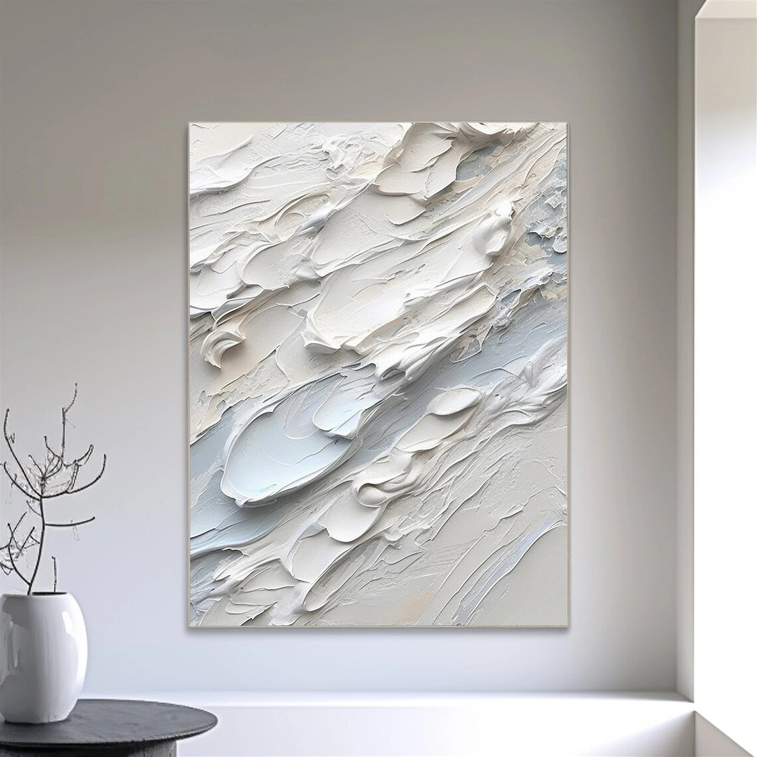 White Minimalist Textured Painting Canvas - Premium Artist Canvas for Oil & Acrylic Painting - Perfect for Home Decor & Art Studios | #MM153