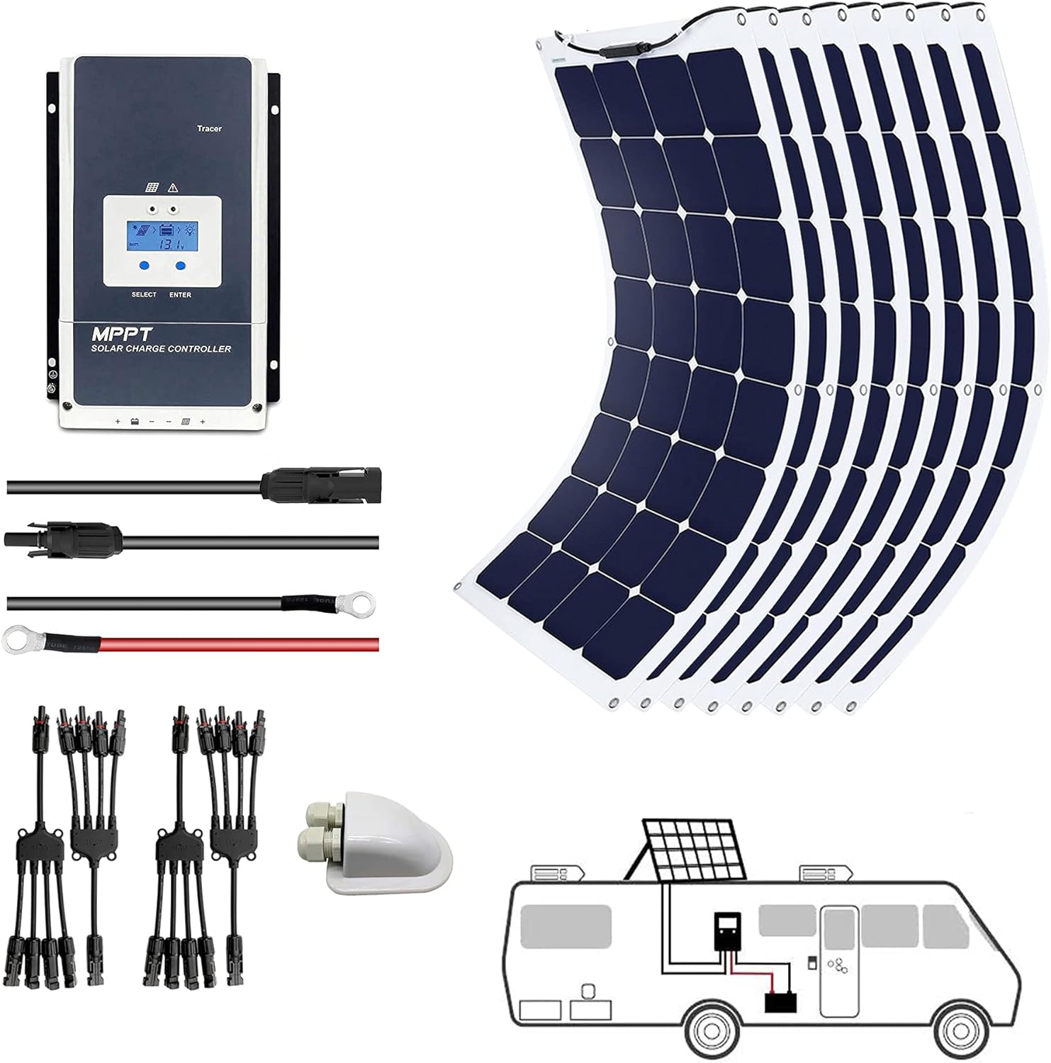 Acopower 110W Flexible Solar Panel Kit with 880W Output & 60A Controller - Perfect for RV, Boat, Off-Grid Camping & Emergency Power Backup