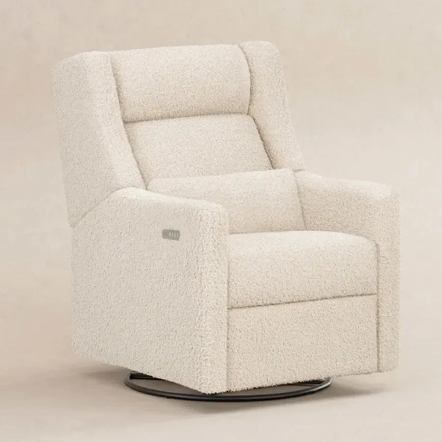 Babyletto Kiwi Plus Electronic Glider & Recliner with Adjustable Headrest - Luxe Almond Teddy Loop Fabric - Modern Nursery Gliding Chair for Breastfeeding & Baby Comfort