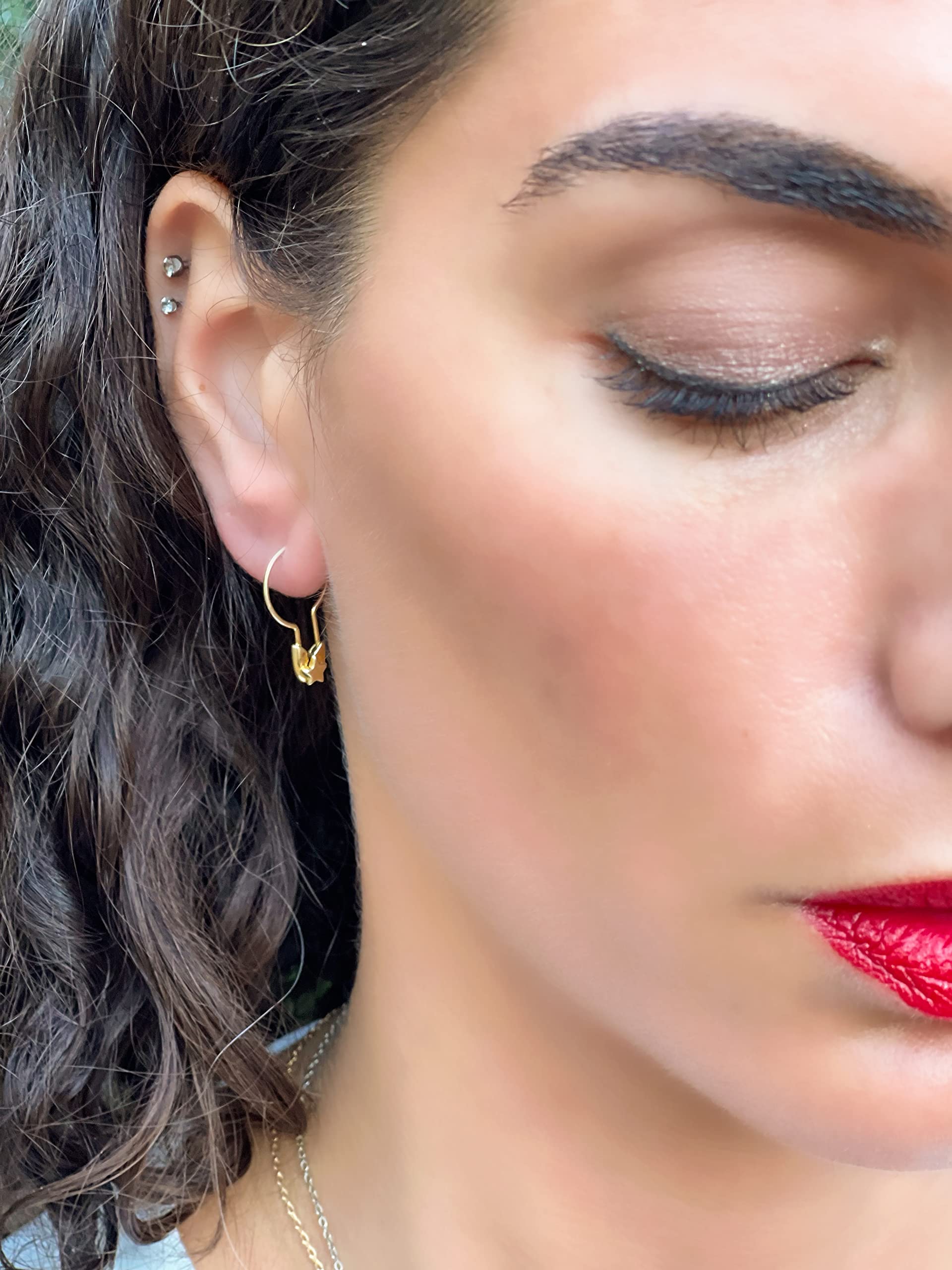 Monte Christo Safety Pin Hoop Earring - 14K Gold Single Earring for Women | Unique Jewelry Gift | Handmade in USA | Perfect for Everyday Wear, Parties & Special Occasions