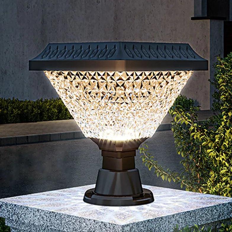 Solar Powered Diamond Faceted Outdoor Pillar Lights - Waterproof LED Landscape Lighting for Garden, Pathway, Patio, and Driveway Decoration