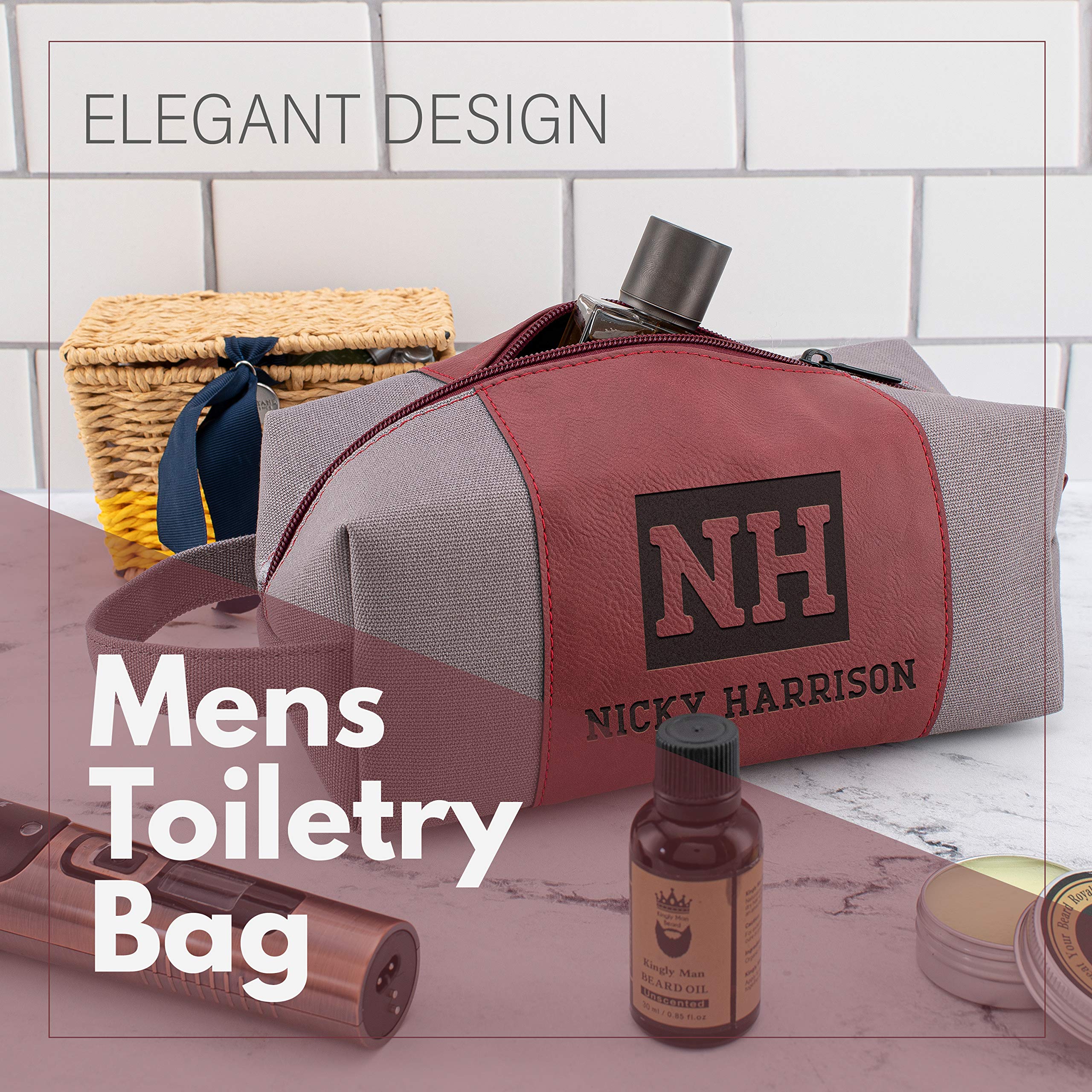 Personalized Toiletry Bag for Men - 12 Unique Designs | Waterproof Canvas Shaving Dopp Kit | Ideal Dad Gifts & Travel Essentials | Perfect for Business Trips, Gym, Camping & Vacation