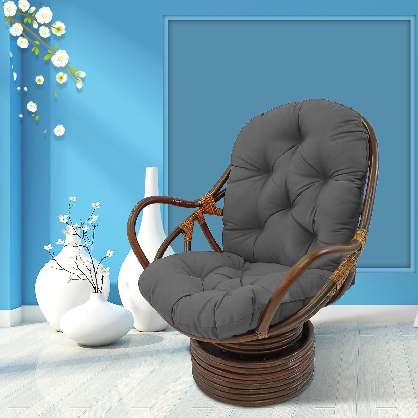 Thickened Swivel Rocker Cushion - Comfortable Outdoor Rocking Chair & Garden Hammock Seat Pad - Khaki Color for Patio, Deck, and Relaxation