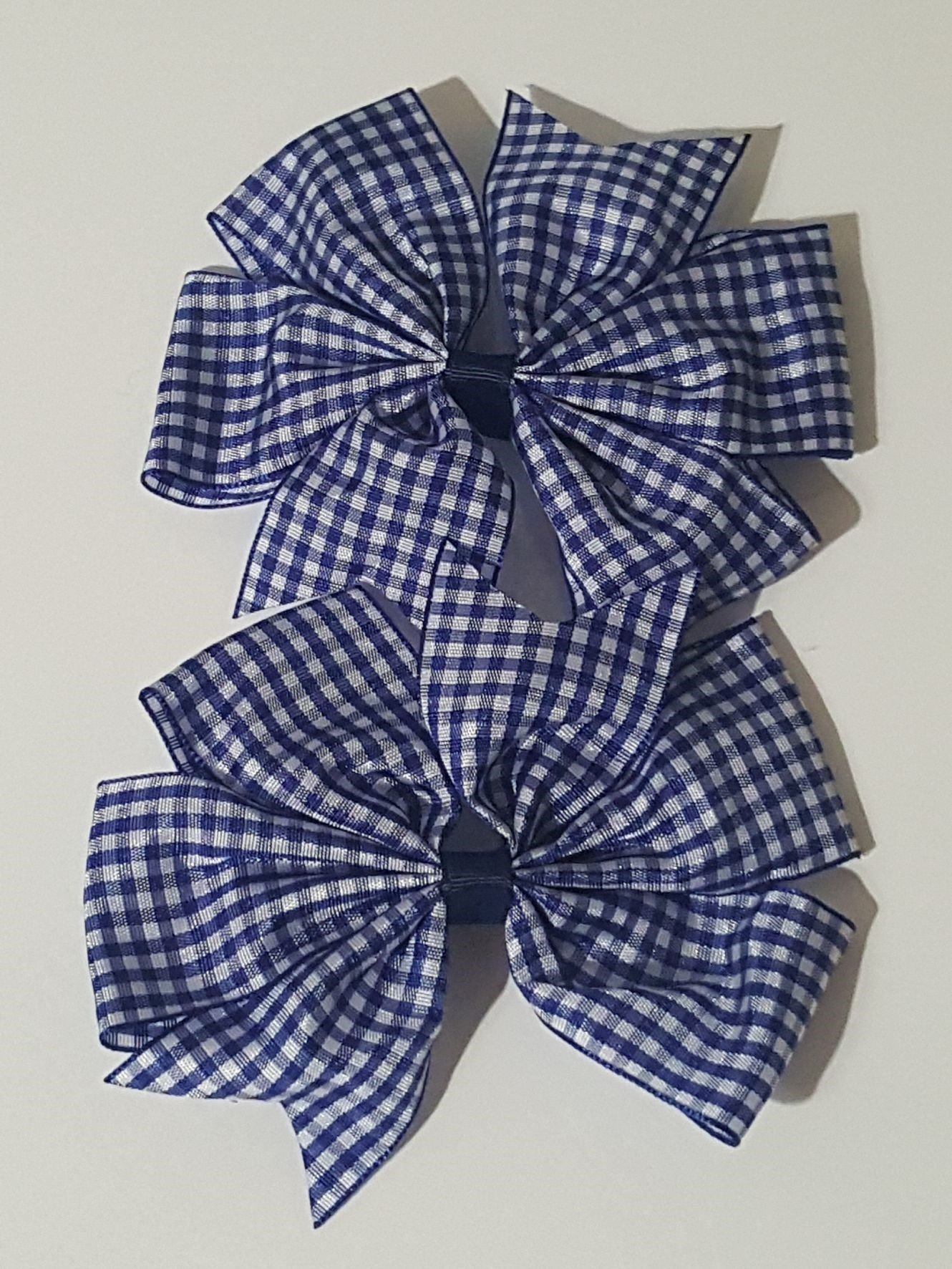 BeFabulous Navy Gingham Bow Hair Clips - 2 Pack Elastic Bobbles & Alice Band for Women & Girls - Perfect for School, Parties & Everyday Hair Styling