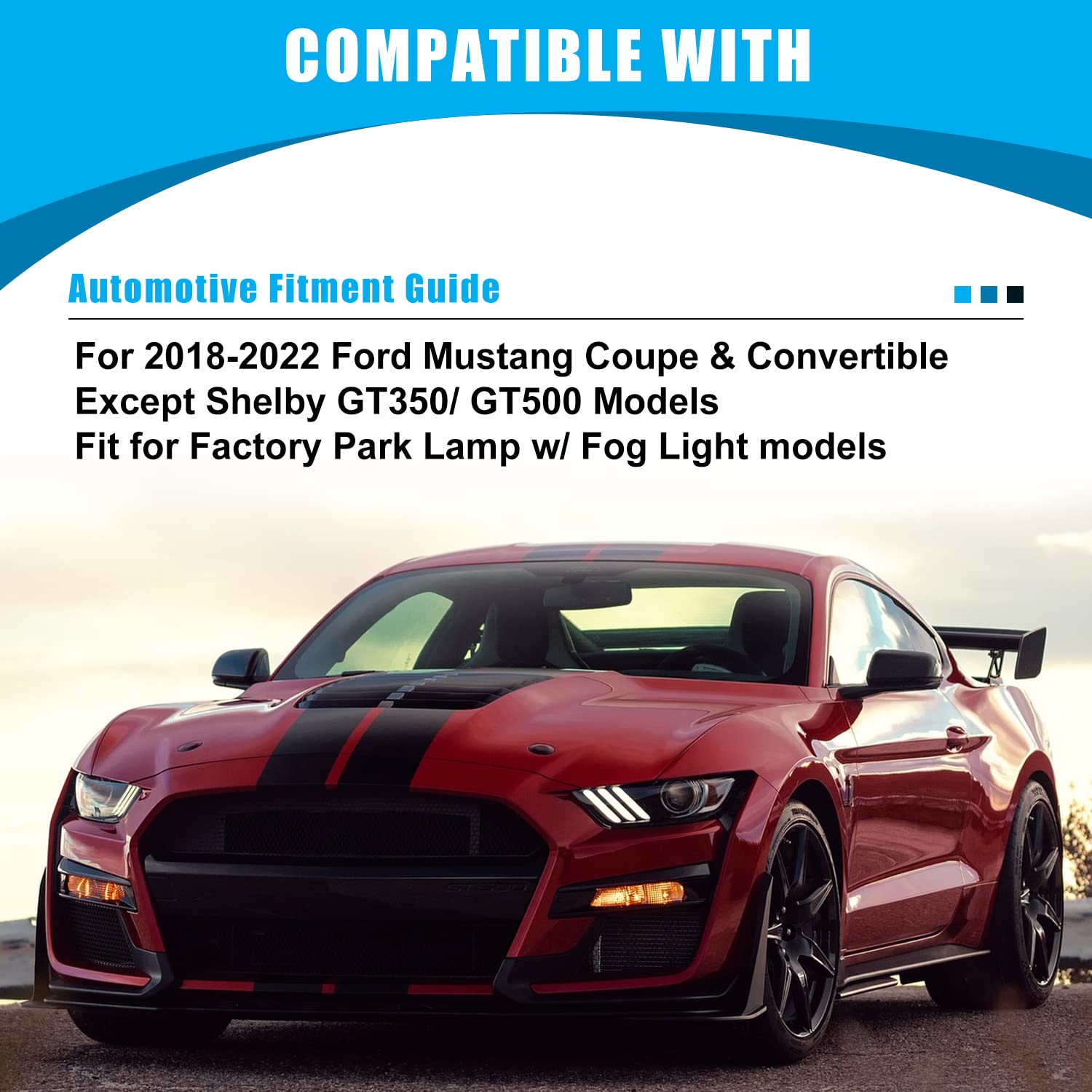 **2018-2020 Ford Mustang Fog Light Replacement - CPW Sequential LED Turn Signal & Running Light Kit (Driver & Passenger Side) - Perfect for Night Driving & Enhanced Visibility**