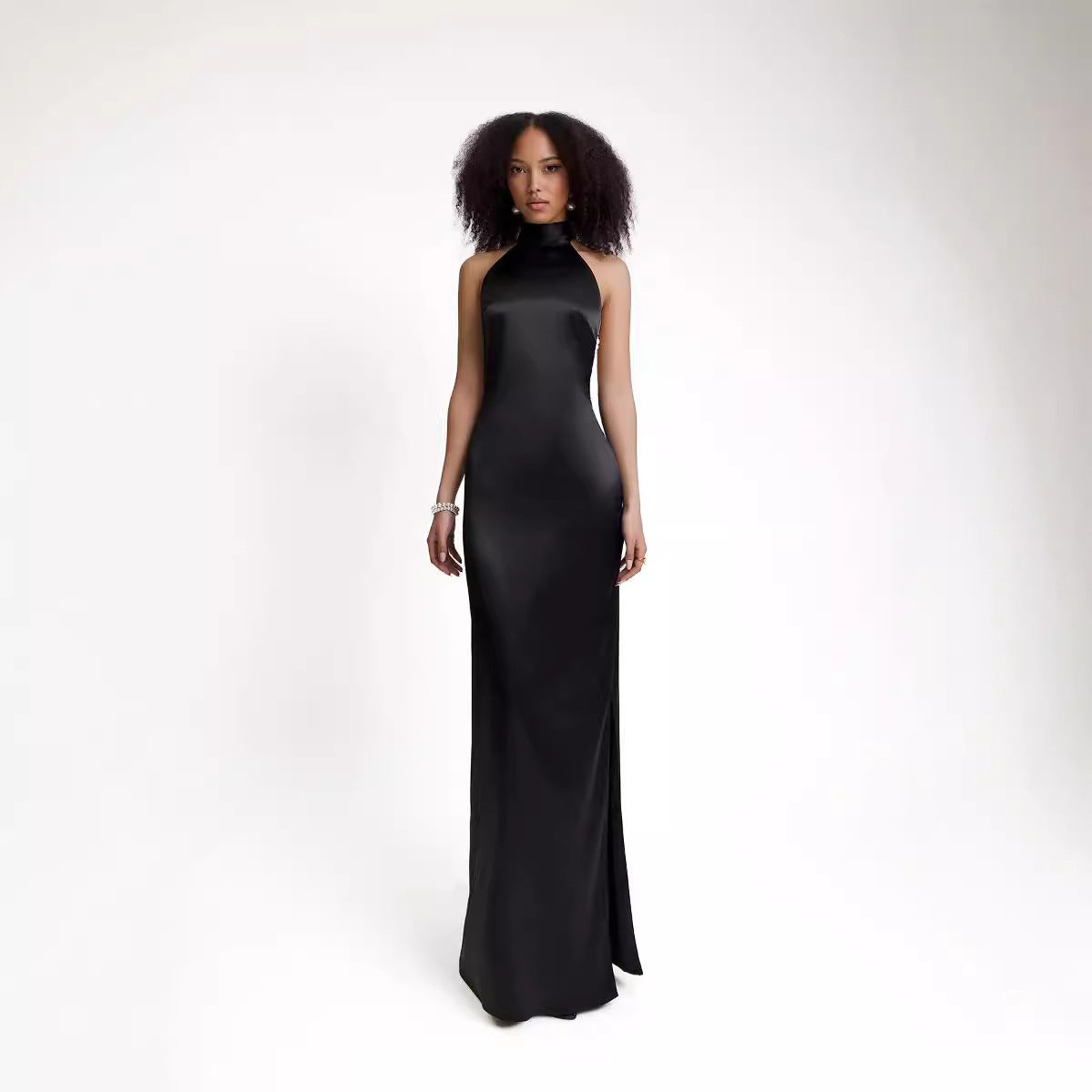 LOVEVOP Women's Backless Satin Slim Dress - Wholesale Cross-Border Fashion Clothing for Evening Parties & Special Occasions