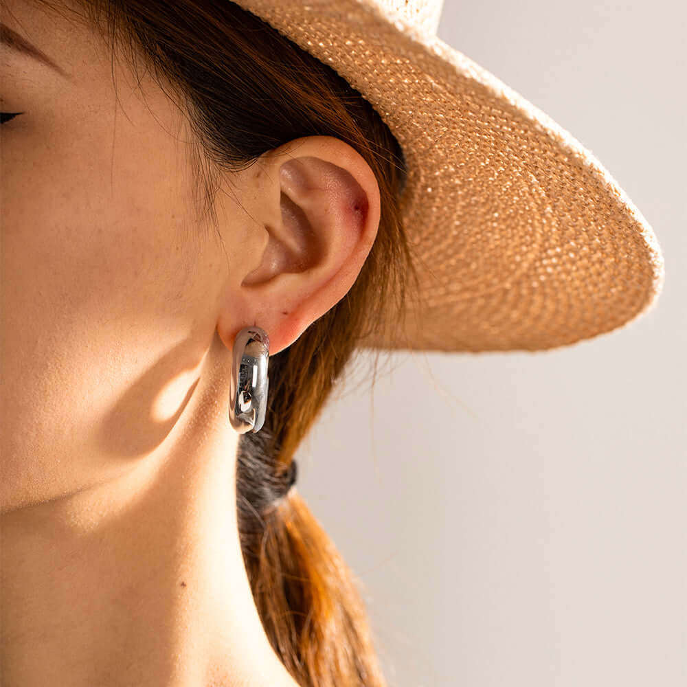 18K Gold Plated Bold Fat Thick Hoop Earrings for Women | Chunky Statement Hoops | JDE897 | Perfect for Parties, Weddings & Everyday Wear