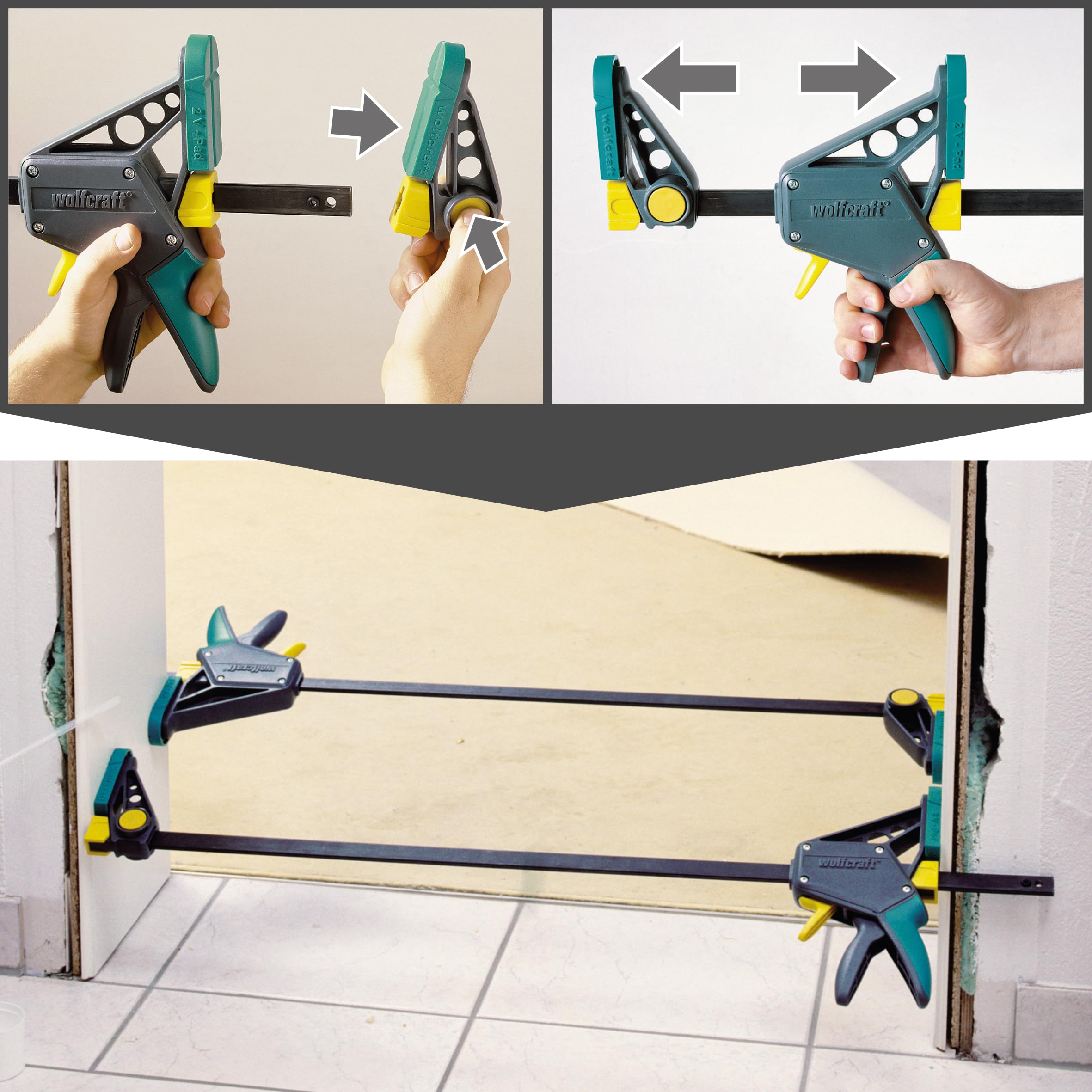 Wolfcraft EHZ PRO 100-915mm One-Hand Clamp | Professional Quick-Release Clamp for Woodworking & DIY Projects | Single-Hand Operation for Easy Clamping & Release | Perfect for Carpentry, Cabinet Making & Crafting