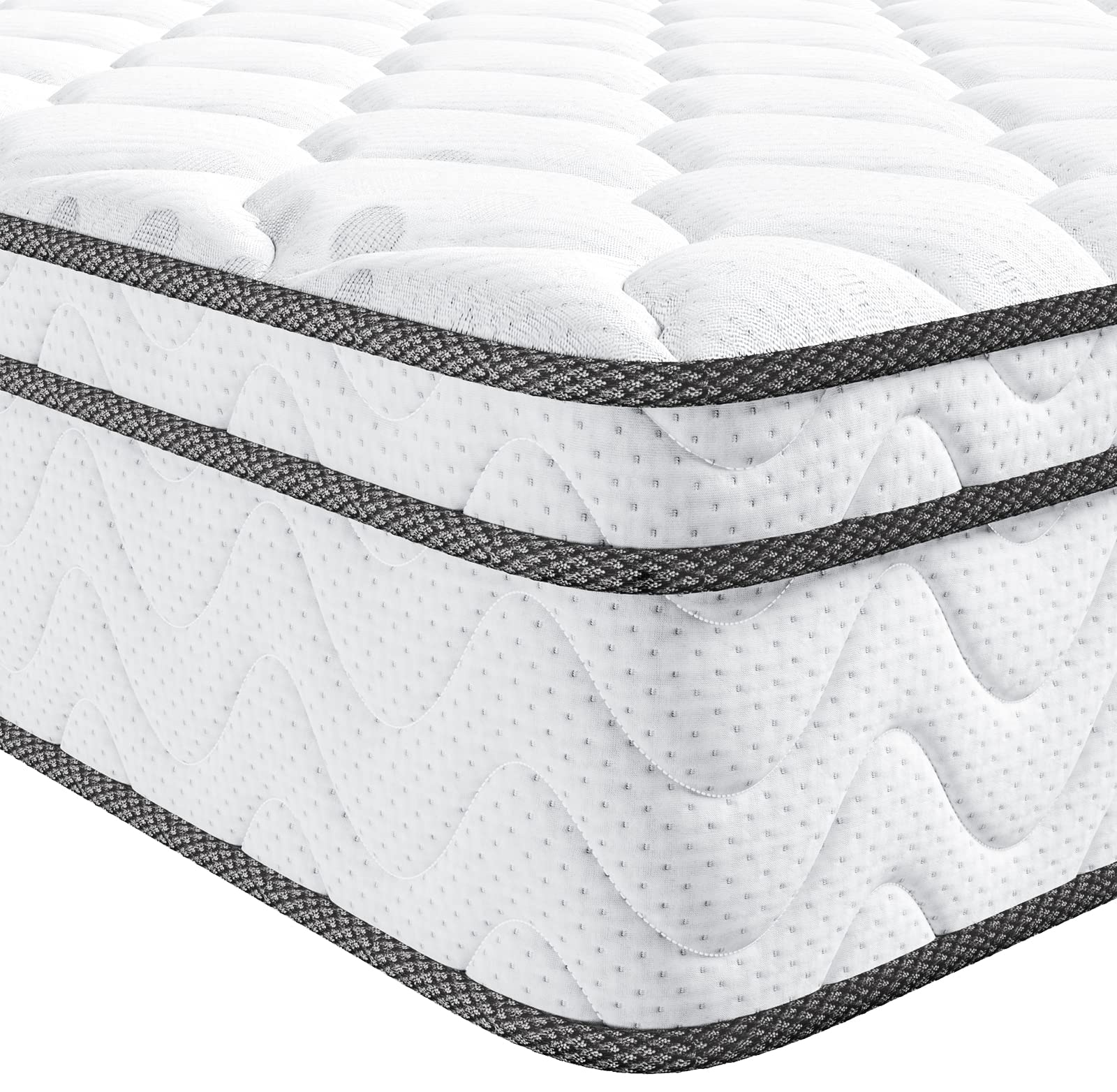 Vesgantti 12 Inch Twin Size Mattress in a Box - Hybrid Memory Foam & Pocket Spring for Pressure Relief, Medium Firm Support (39