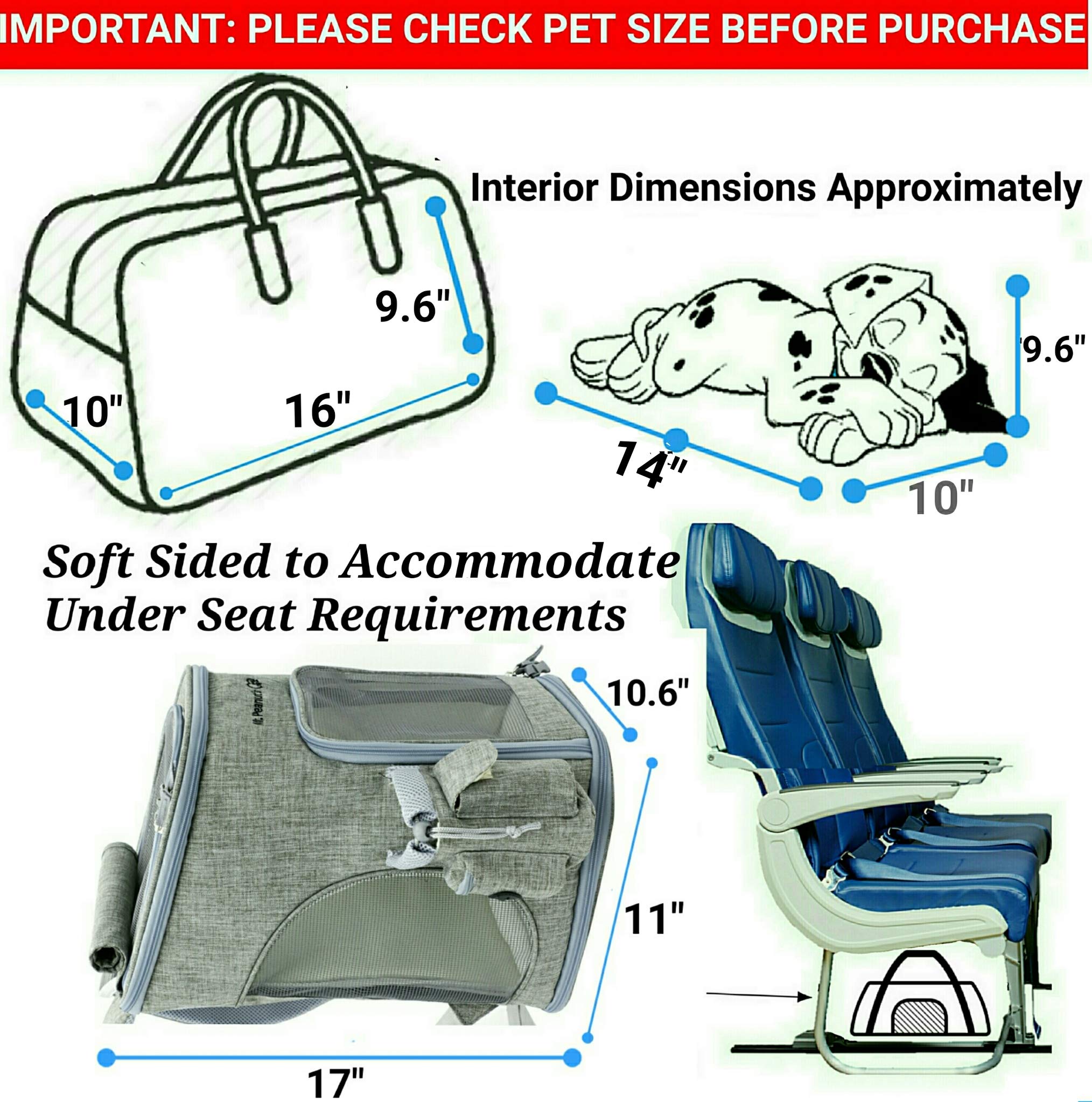 Mr. Peanut's Premium Soft-Sided Pet Carrier Backpack for Small Cats & Dogs - Lightweight & Breathable with Self-Locking Zippers & Faux Fleece Padding (Platinum Gray) | Perfect for Air Travel, Vet Visits & Outdoor Adventures