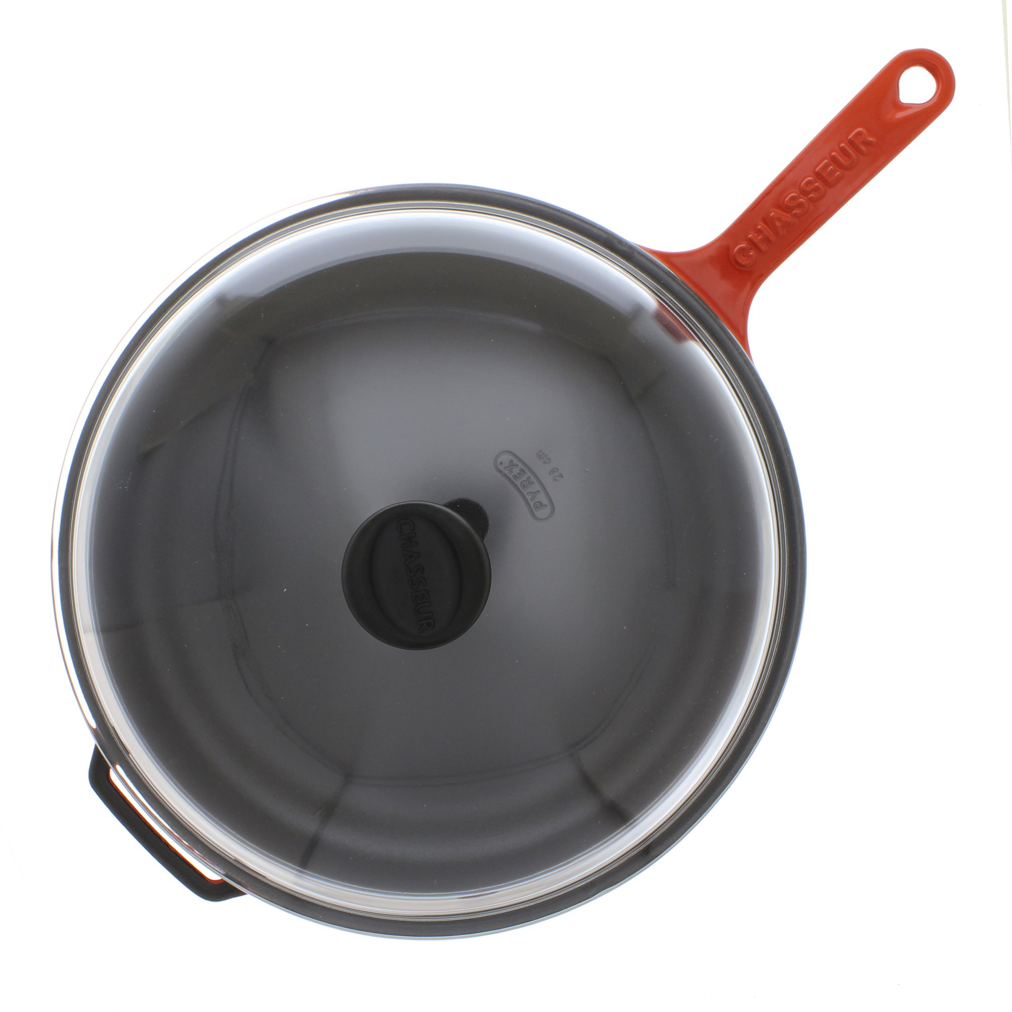 Premium 11-inch Red French Enameled Cast Iron Skillet with Glass Lid - Perfect for Searing, Braising & Oven-to-Table Serving