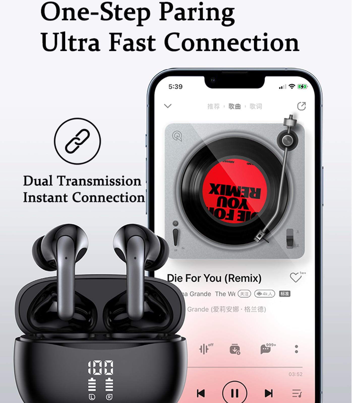 Wireless Bluetooth Headphones - 40H Playtime, LED Power Display Charging Case, IPX5 Waterproof Earbuds with Mic for Phone Calls, Gaming, TV & Sports | Perfect for Workouts, Commuting & Travel