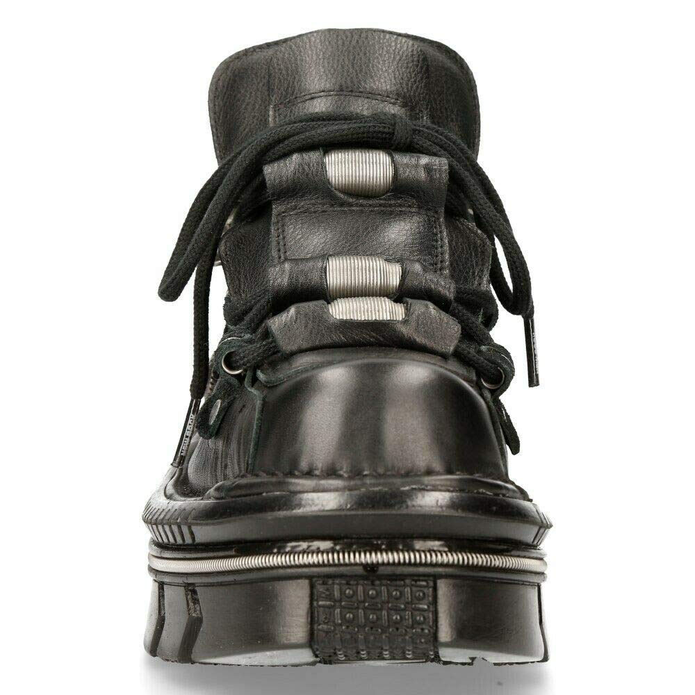 New Rock M-215-S6 Women's Gothic Punk Ankle Boots - Black Metallic Platform Shoes for Alternative Fashion, Concerts & Night Out