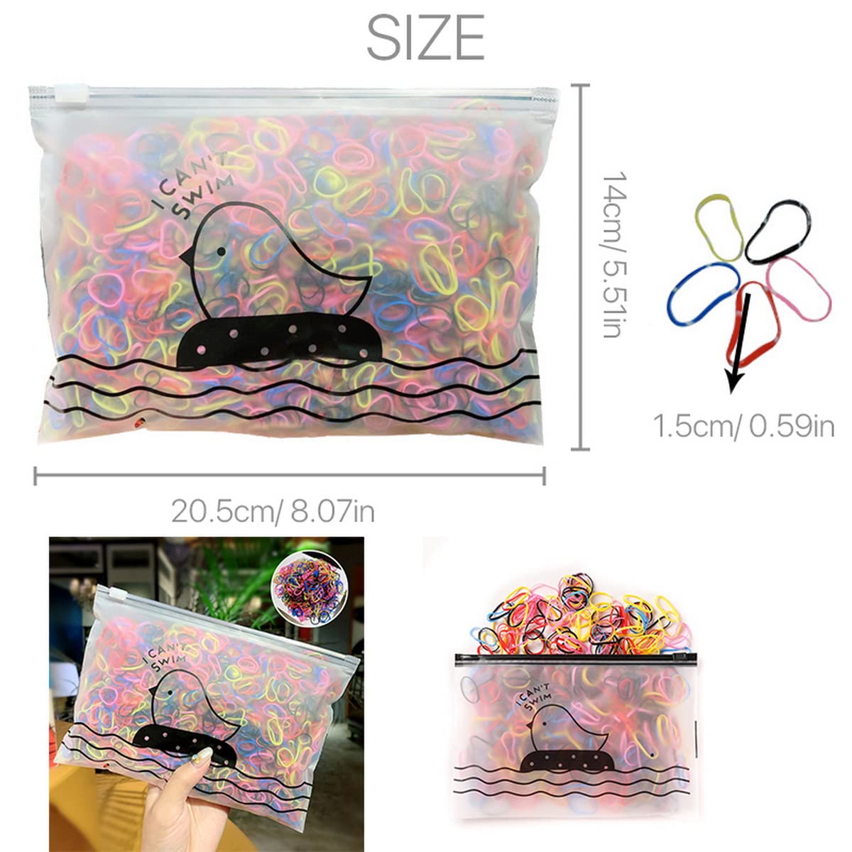 1000PCS Elastic Hair Ties Mini Rubber Bands - Colorful Disposable Hair Bands for Kids, Girls & Adults - Perfect for Braids, Ponytails & Daily Hair Styling
