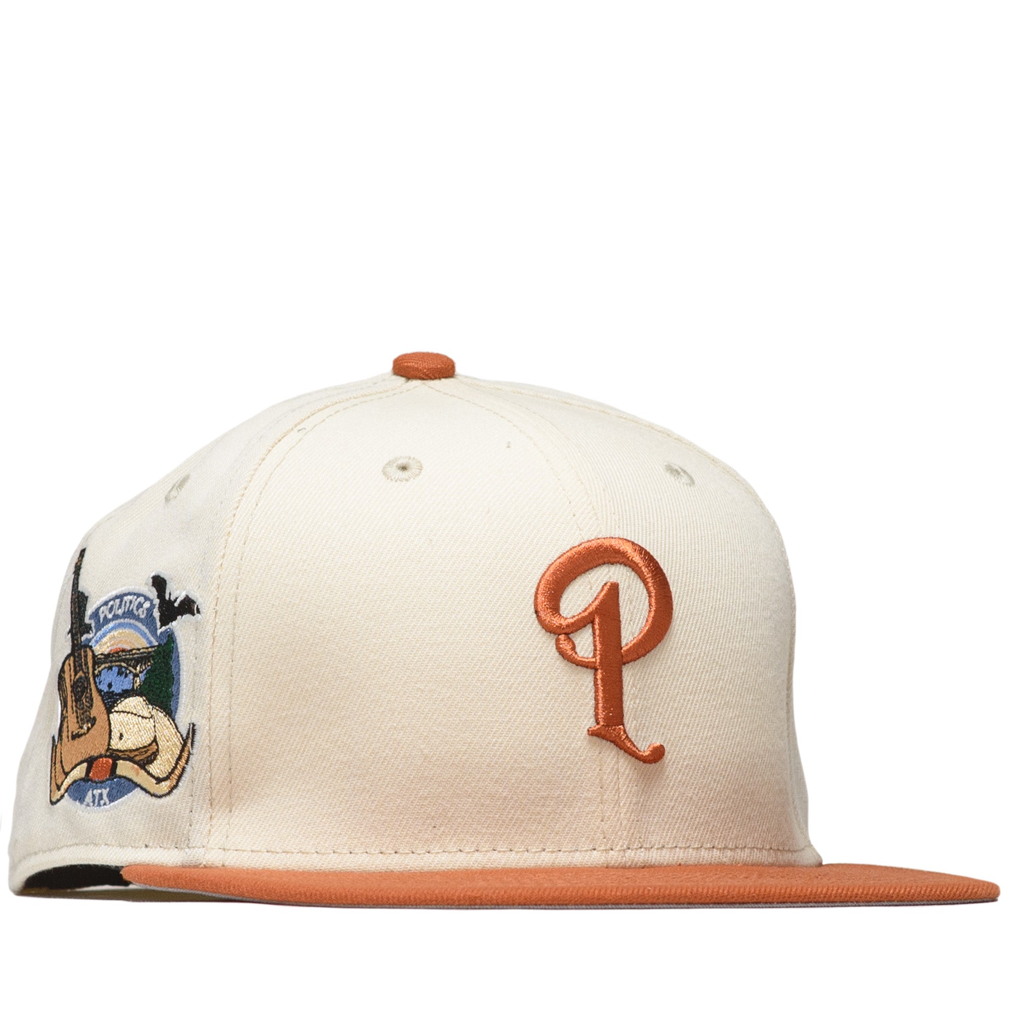 New Era 59FIFTY Fitted Hat - Politics x New Era City Series in Cream/Rust - Stylish Baseball Cap for Urban Fashion & Streetwear