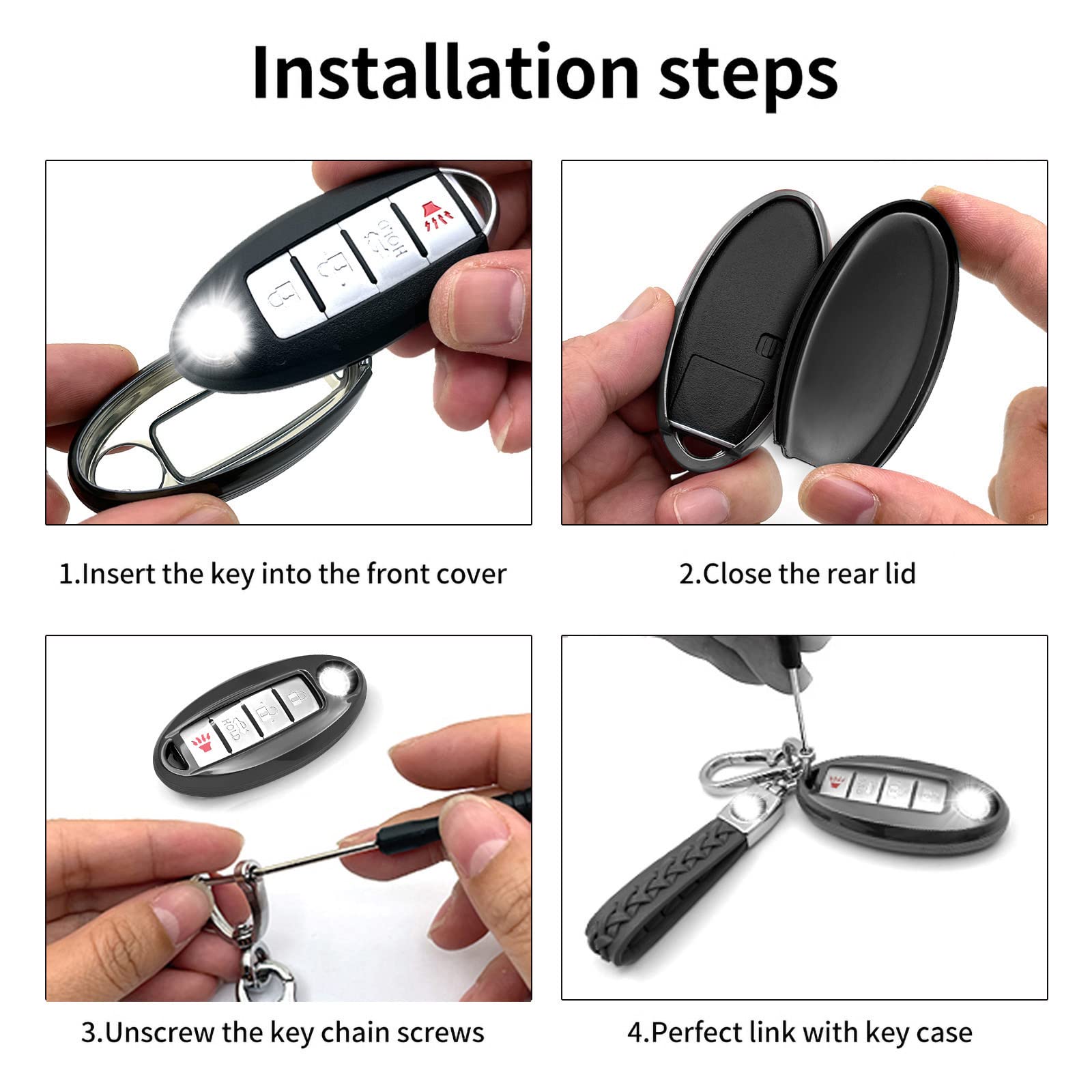 Premium TPU Key Case & Key Chain Set for Nissan/Infiniti - Compatible with Maxima, Qashqai, Pathfinder, Sylphy, QX60, Murano, FX50, Sunny (3/4/5 Buttons) - Durable Protection & Stylish Accessory for Car Keys - Perfect for Daily Use, Travel & Gift Giving