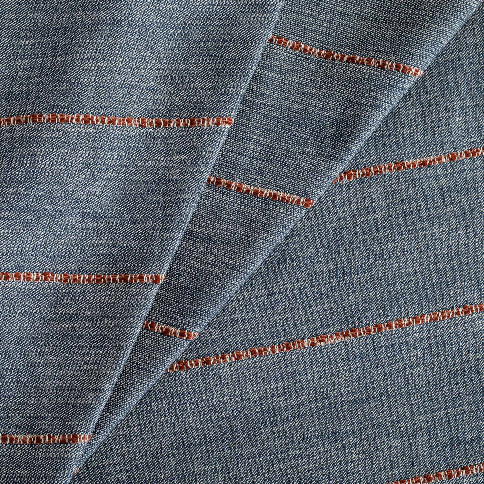 Brooklyn Stripe Cotton Throw Blanket - Navy & Rust Color - Soft & Cozy for Bed, Sofa, or Outdoor Use
